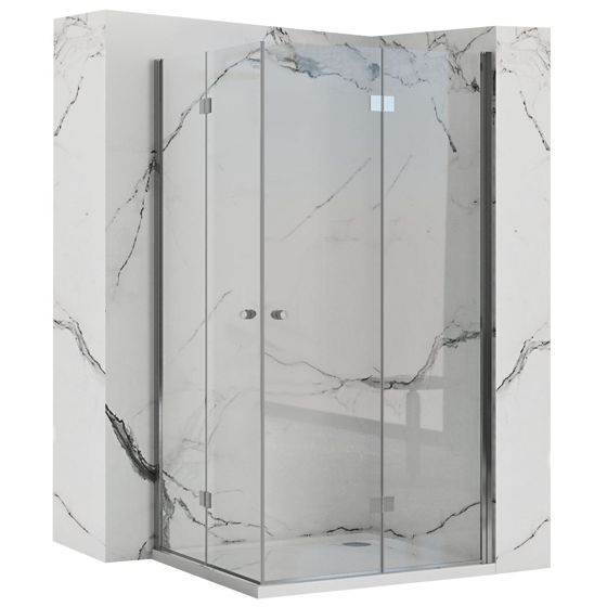 REA sammenfoldelig brusekabine FOLD N2 90x90 Krom, 90,5x90,5x190cm