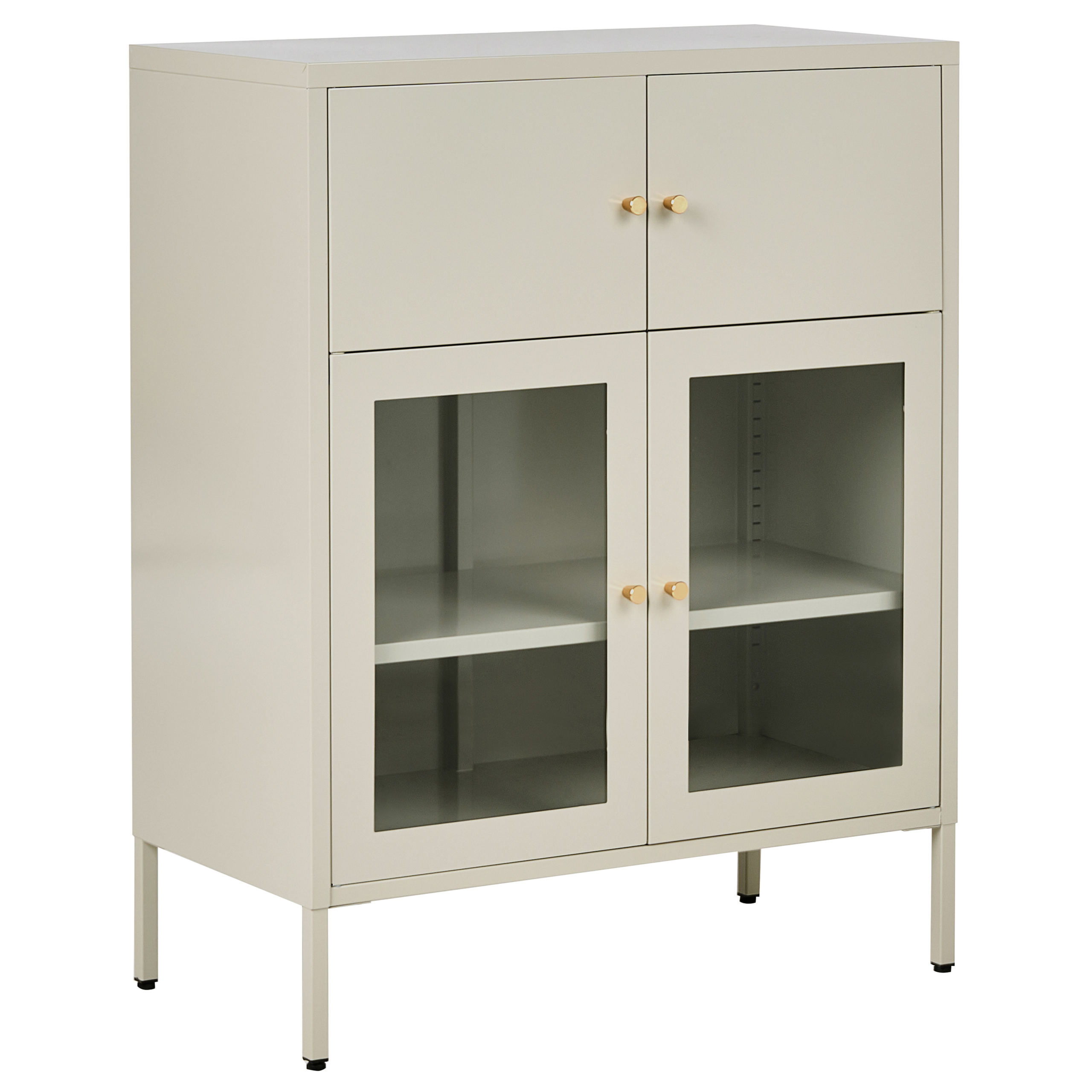 Glas vitrineskab ESHOLT 80 cm Metal Lys Beige