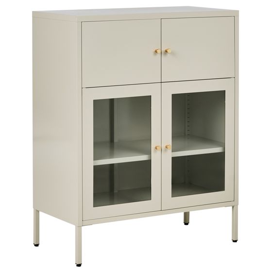 Glas vitrineskab ESHOLT 80 cm Metal Lys Beige