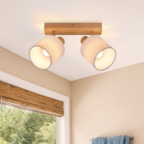 NETTLIFE 2 loftspotlights, trævæg- og gangloftlampe i vintage-stil, 350° drejelig, E14, MAX. 25W, til stue uden pære