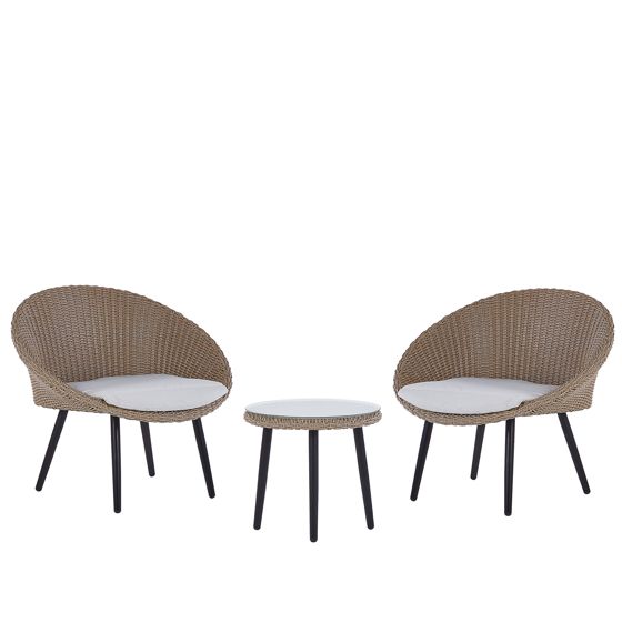 Altansæt med puder ORTIGIA PE-rattan Lys Beige Beige