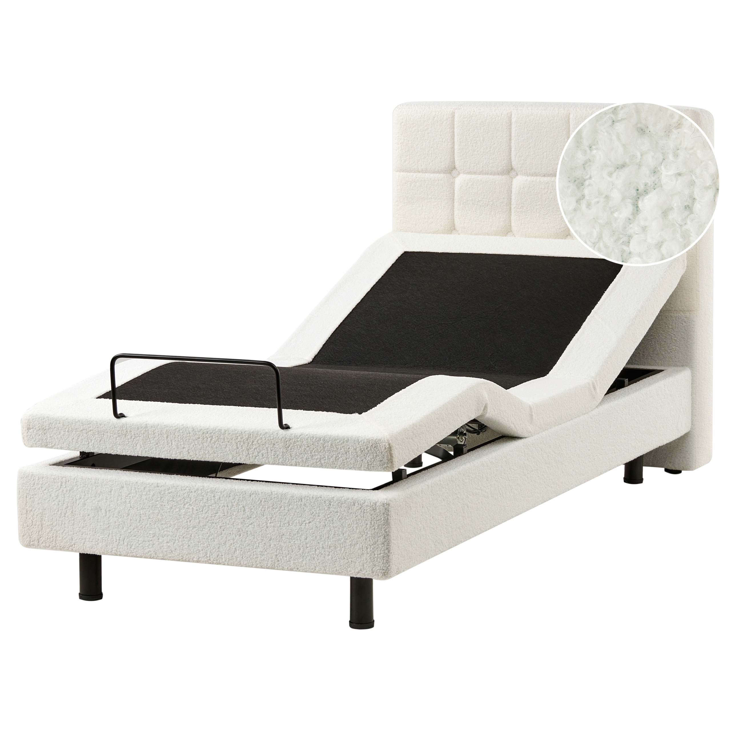 Justerbar seng Boucle DUKE 90 x 200 cm Cremehvid