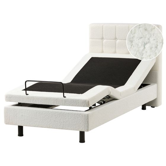 Justerbar seng Boucle DUKE 90 x 200 cm Cremehvid