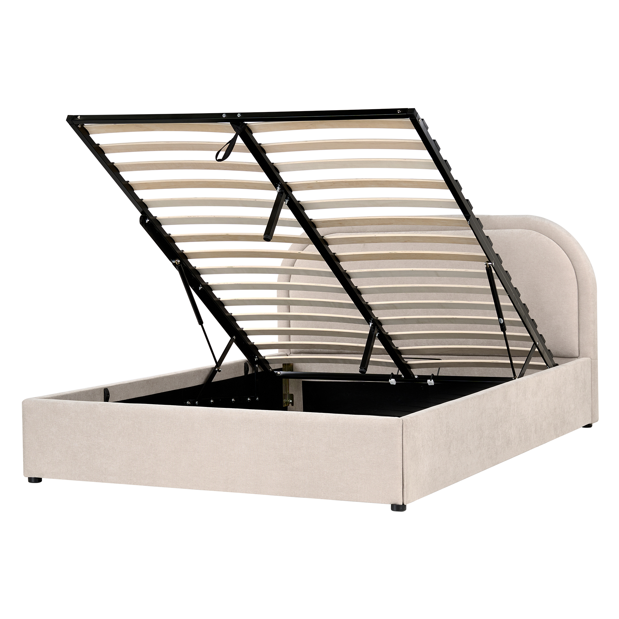 Seng med opbevaring QUILLIEN Chenille Lys Beige 140 x 200 cm
