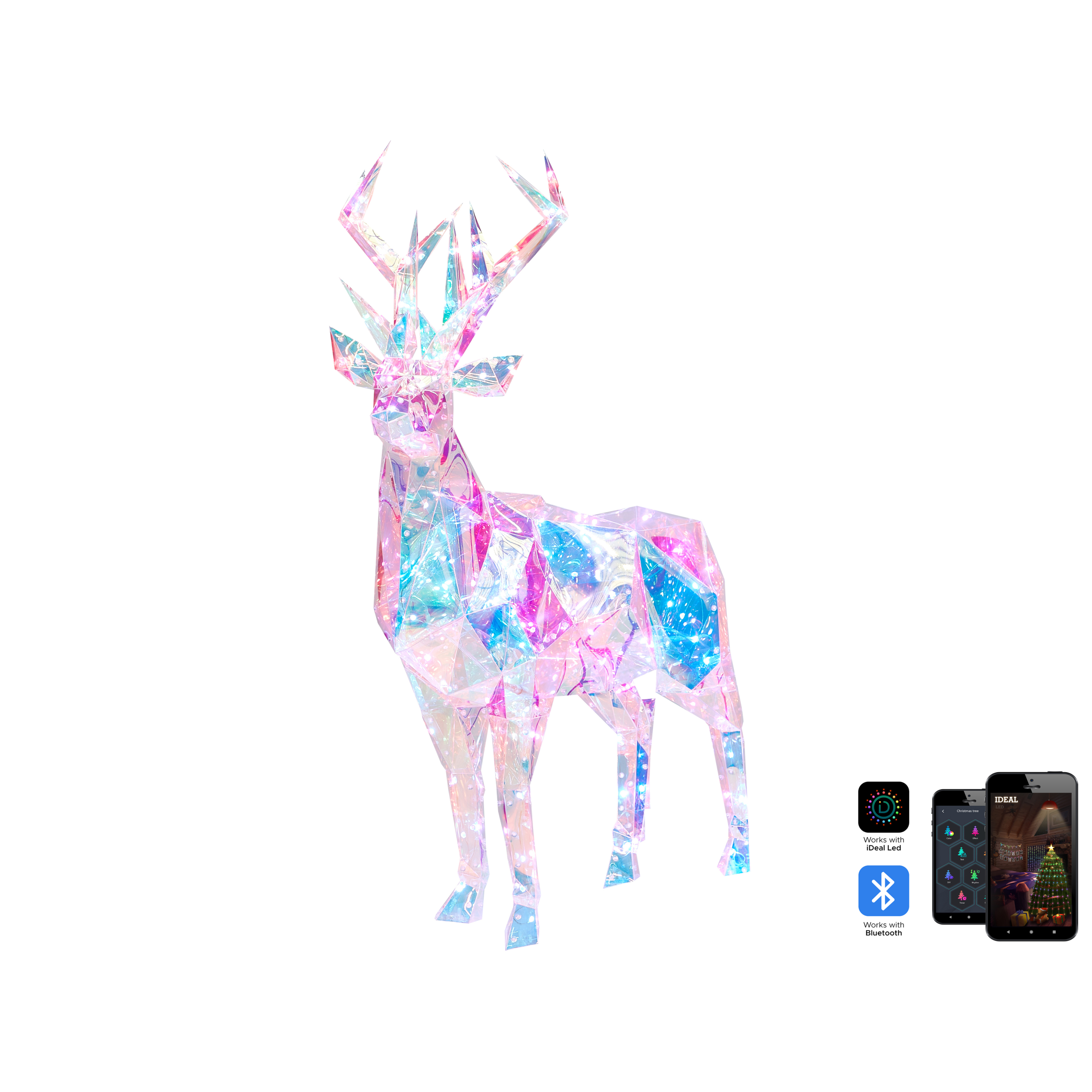 Udendørs dekoration Smart LED med app POLARIS 90 cm Rensdyr Multifarvet