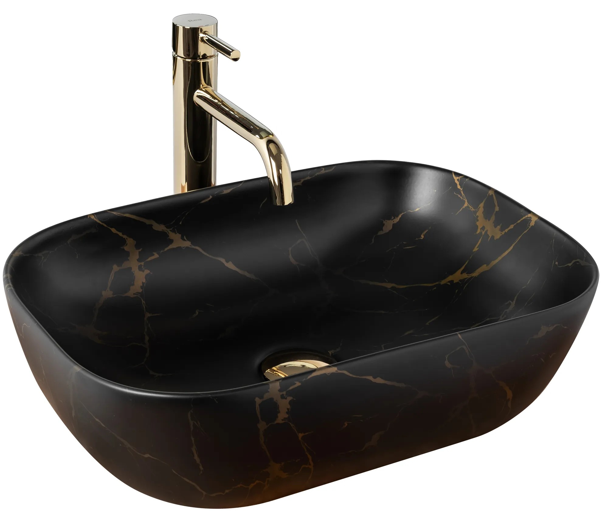 REA bordmonteret håndvask BELINDA MARBLE MATT Sort, 46,5x33,5x13,5cm