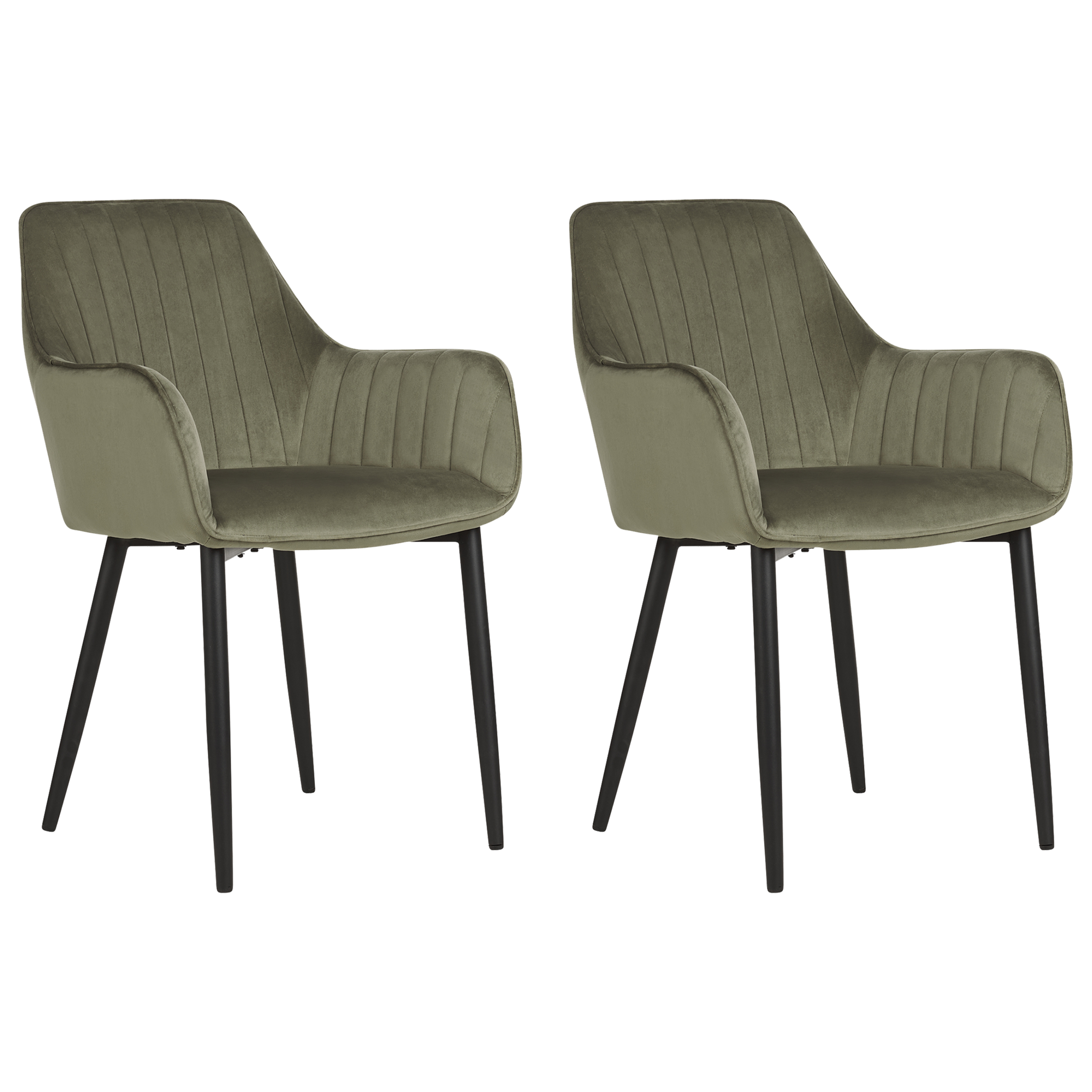 Sæt med 2 spisebordsstole WELLSTON Velour Olivengrøn