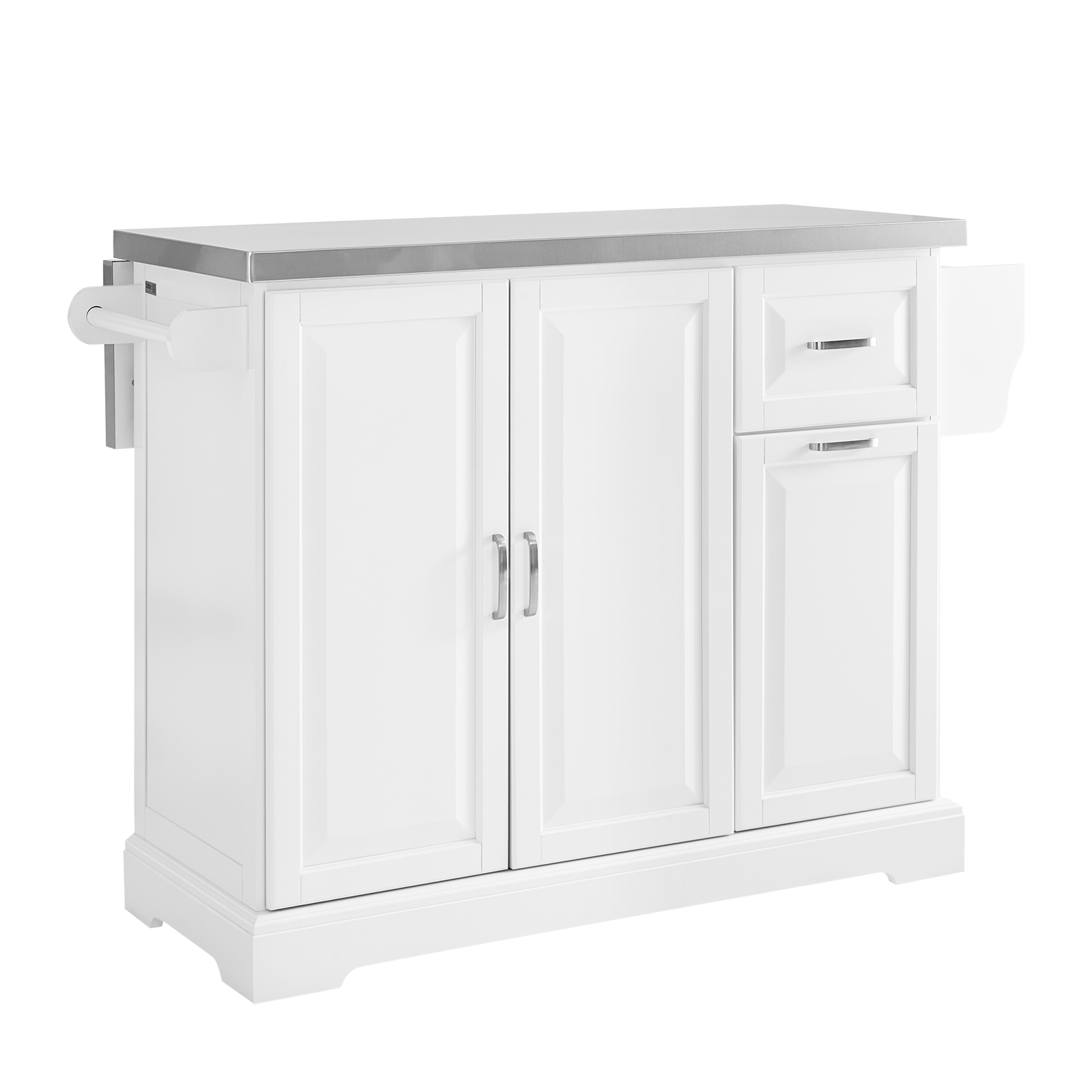 Køkkenvogn med ståltop, hvid, 130.0x46.0x91.0 cm, FKW128-II-ST (sæt af 2)