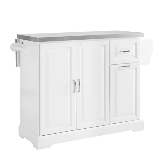 Køkkenvogn med ståltop, hvid, 130.0x46.0x91.0 cm, FKW128-II-ST (sæt af 2)