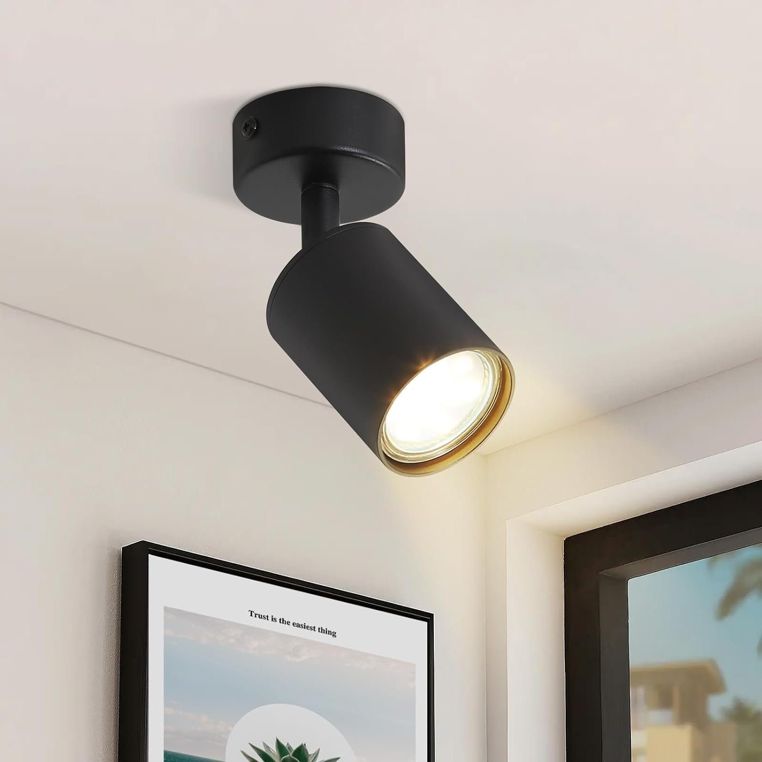 NETTLIFE sort LED-spotlight GU10 330° drejelig moderne entrélampe industriel væglampe til stue soveværelse køkken
