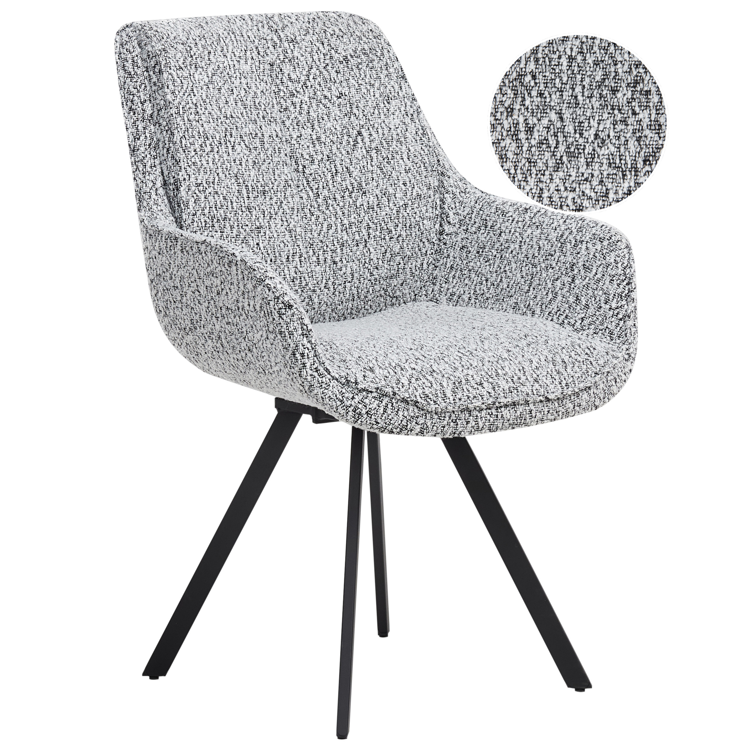 Spisebordsstol MARCELLUS Boucle Sort/hvid