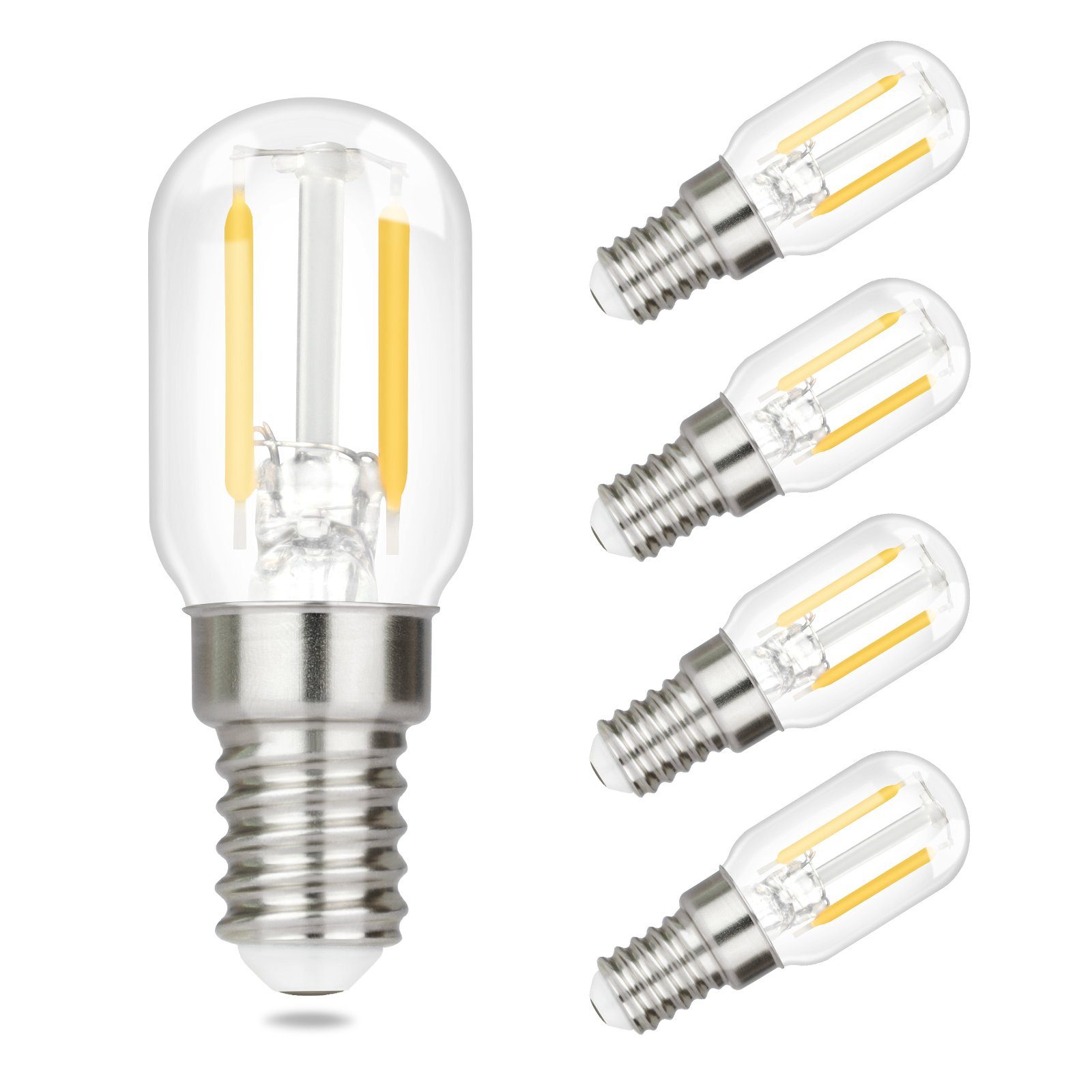 NETTLIFE 4 stk. E14 LED-pærer, varm hvid, vintage T22, retro-stil Edison-pære, 2 W, 2700 K, passer til lampefatninger