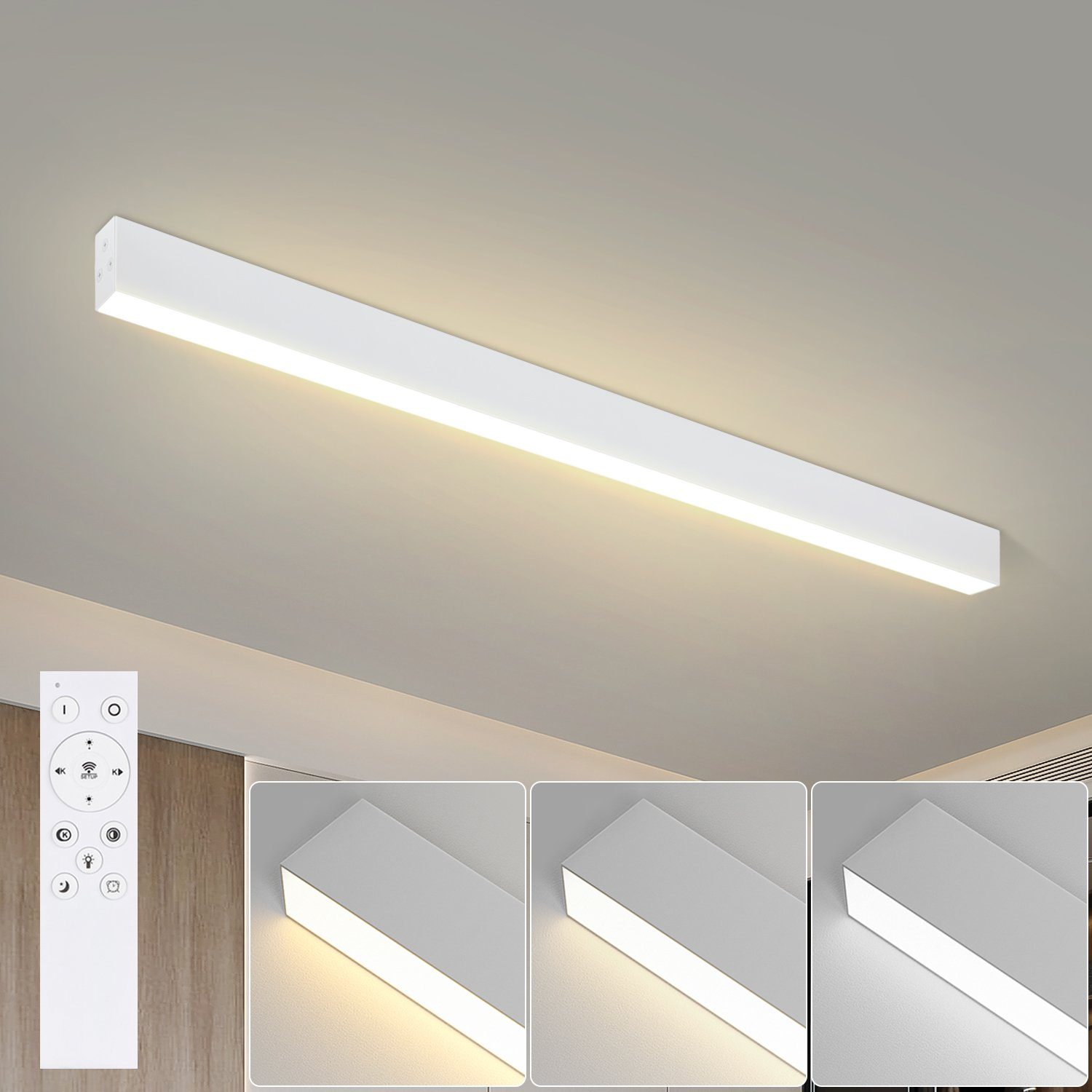 NETTLIFE moderne, LED loftslampe, 80 cm, lang, bordlampe, 25W, dæmpbar. Med fjernbetjening, til stue og soveværelse.