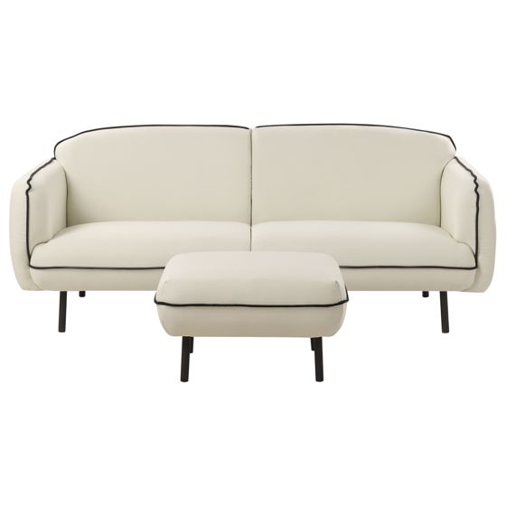 Sofa 3 personers TONSBERG med fodskammel Lys Beige