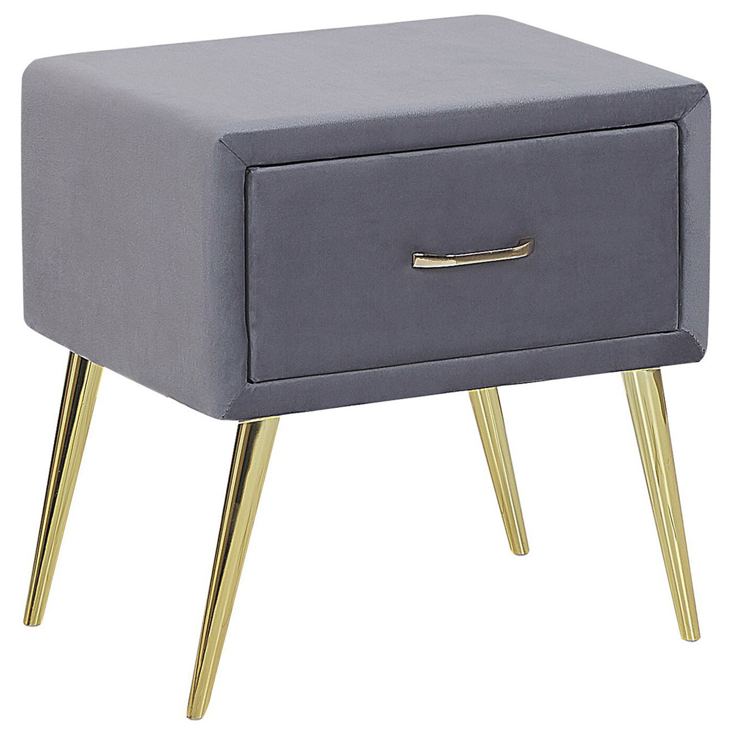 Natbord med 1 skuffe FLAYAT Velour Grå