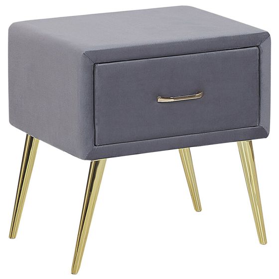 Natbord med 1 skuffe FLAYAT Velour Grå
