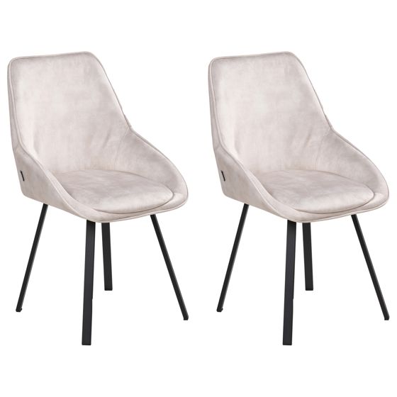 Sæt med 2 spisebordsstole TERLTON Velour Lys Beige