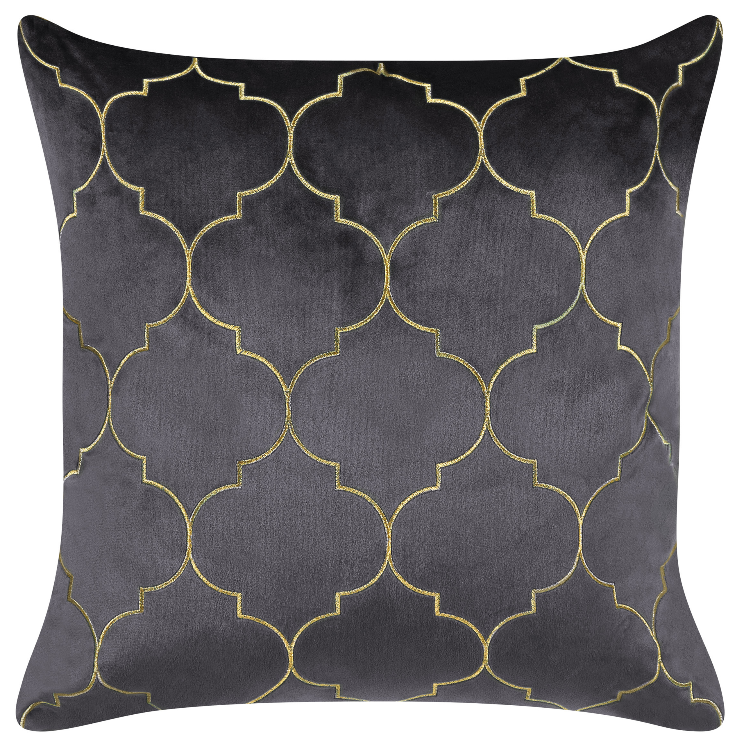 Sæt af 2 pyntepuder ALYSSUM 45 x 45 cm Velour Grå Trellis-mønster