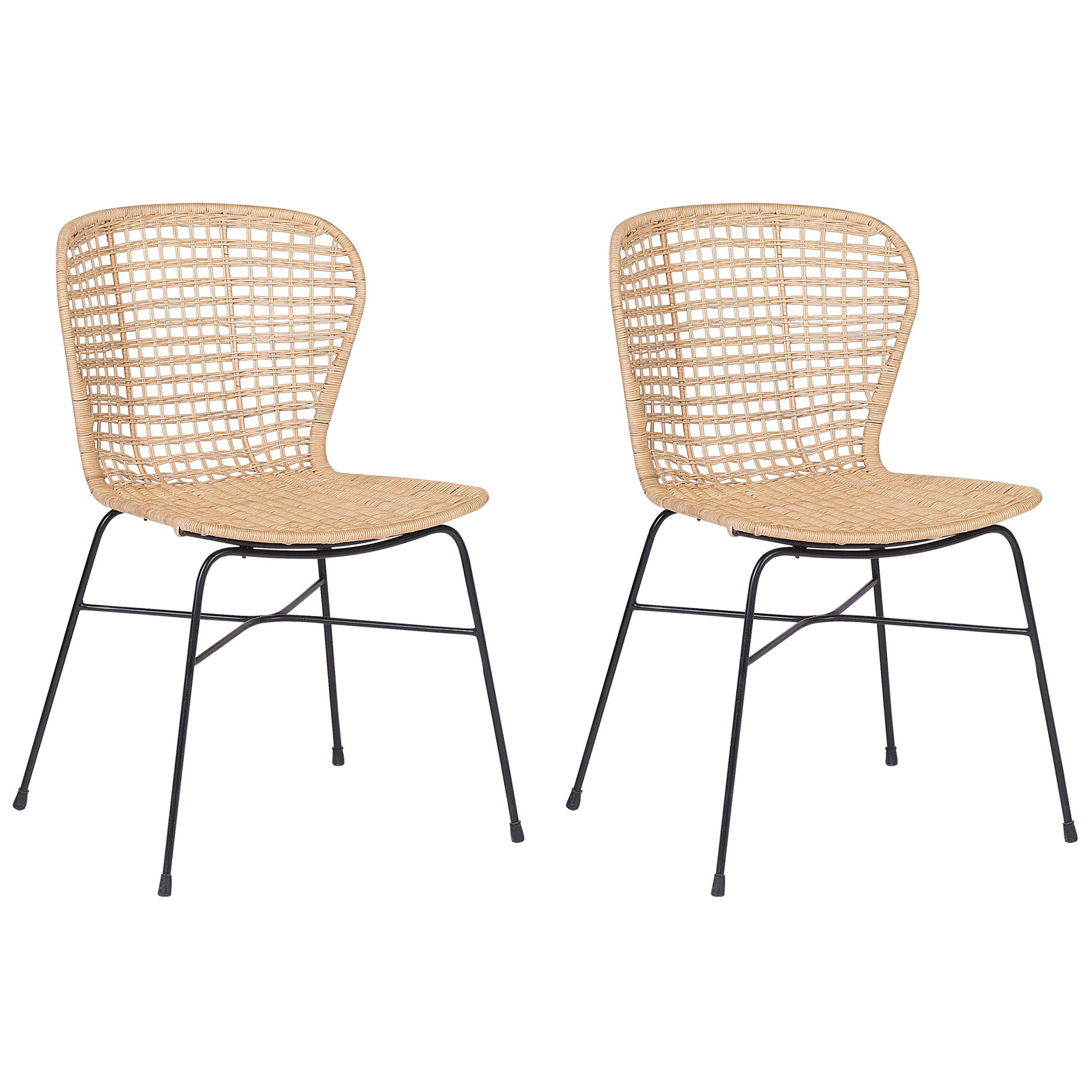 Sæt med 2 spisebordsstole ELFROS Rattan Naturlig