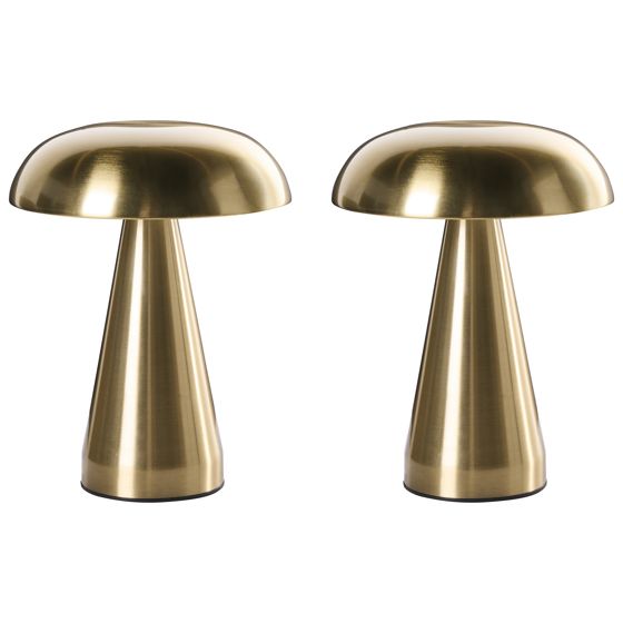 Sæt af 2 trådløse LED-bordlamper KULFO Med dæmpning Metal Guld