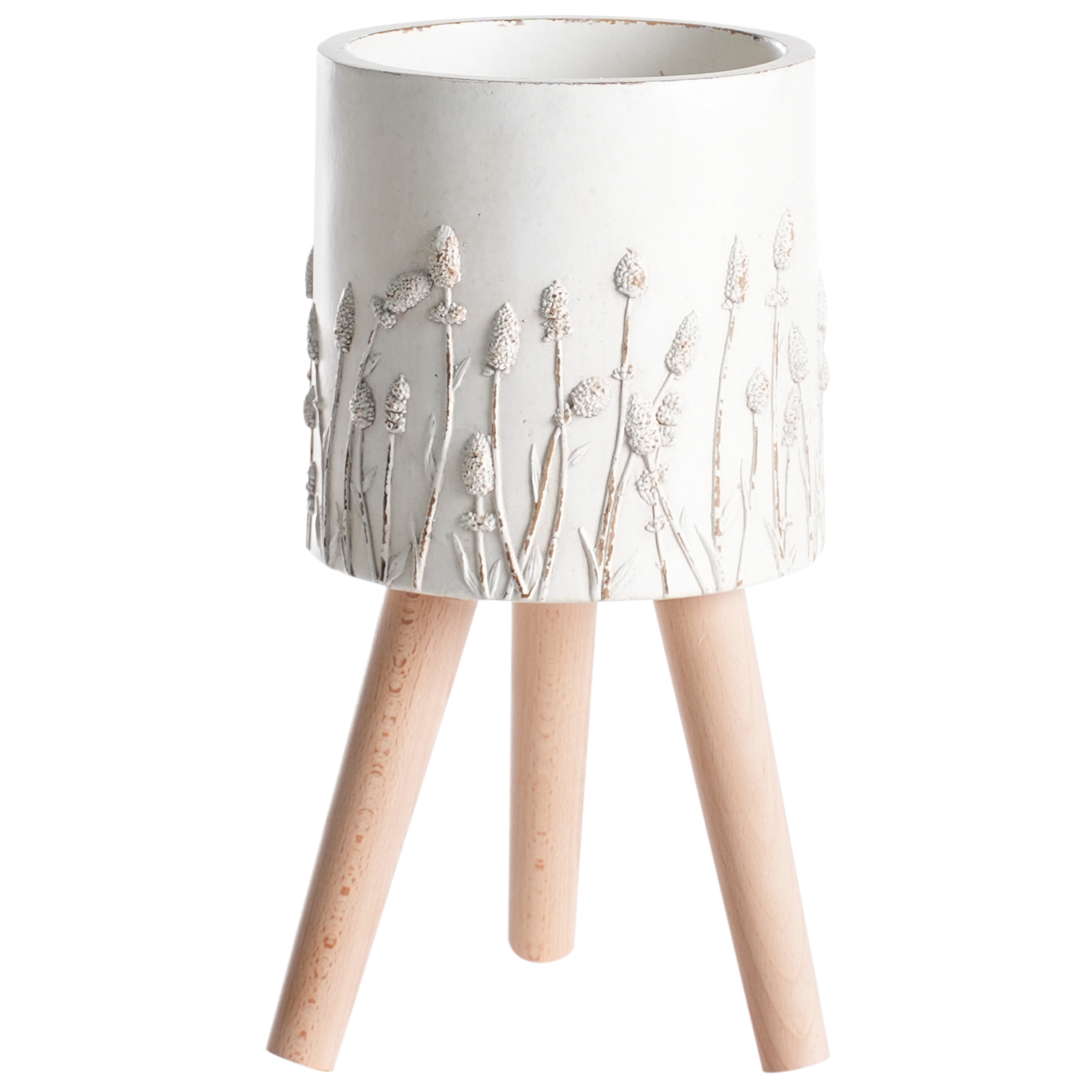 Forhøjet plantekrukke JANINA 24 cm Cremehvid