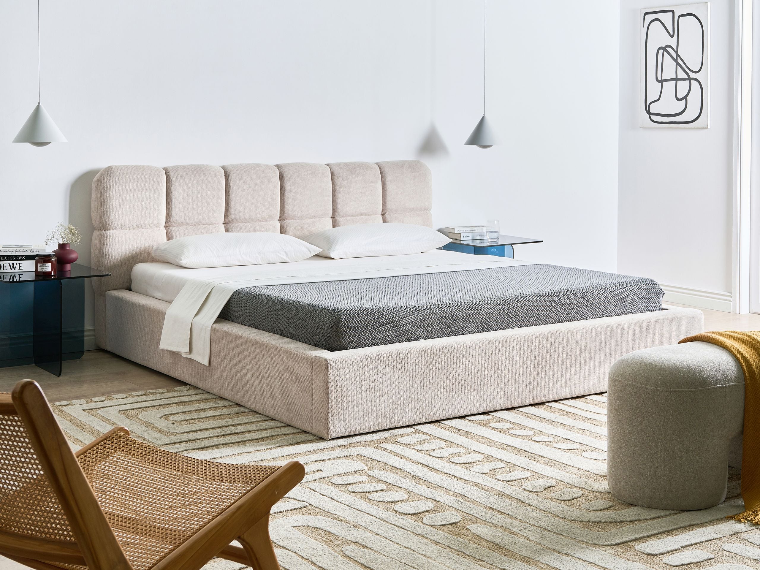 Seng med opbevaring BASTON Lys Beige 180 x 200 cm