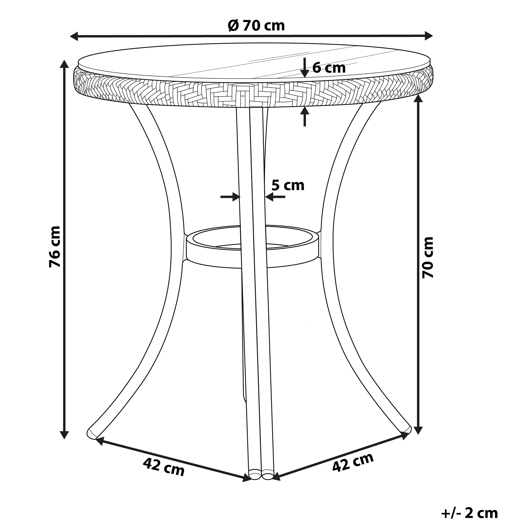 Bistro bord RIFREDDO 70 cm 70 cm Hærdet glas Sort