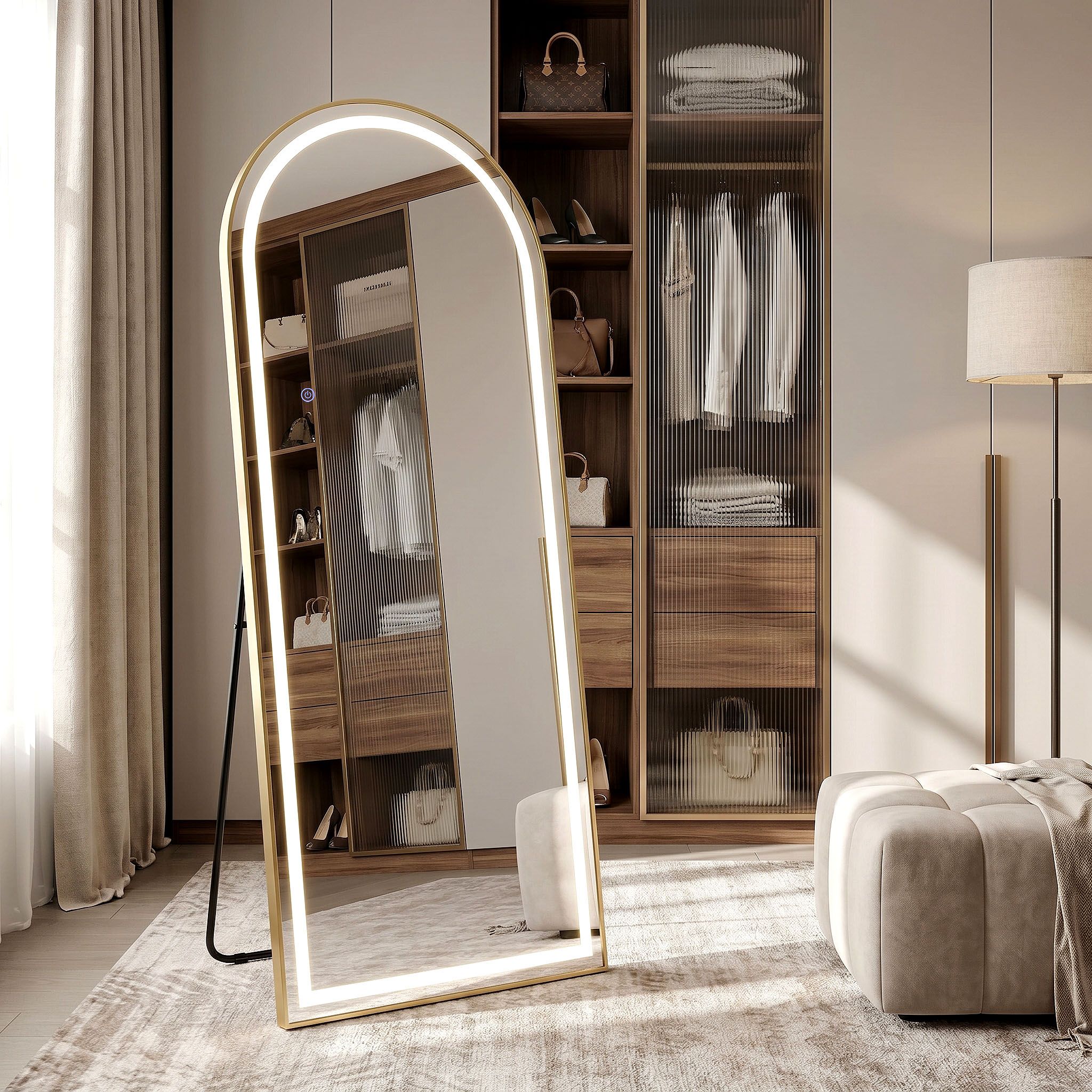 REA spejl ORBIT 50x160 LED Børstet guld 3x50x160cm