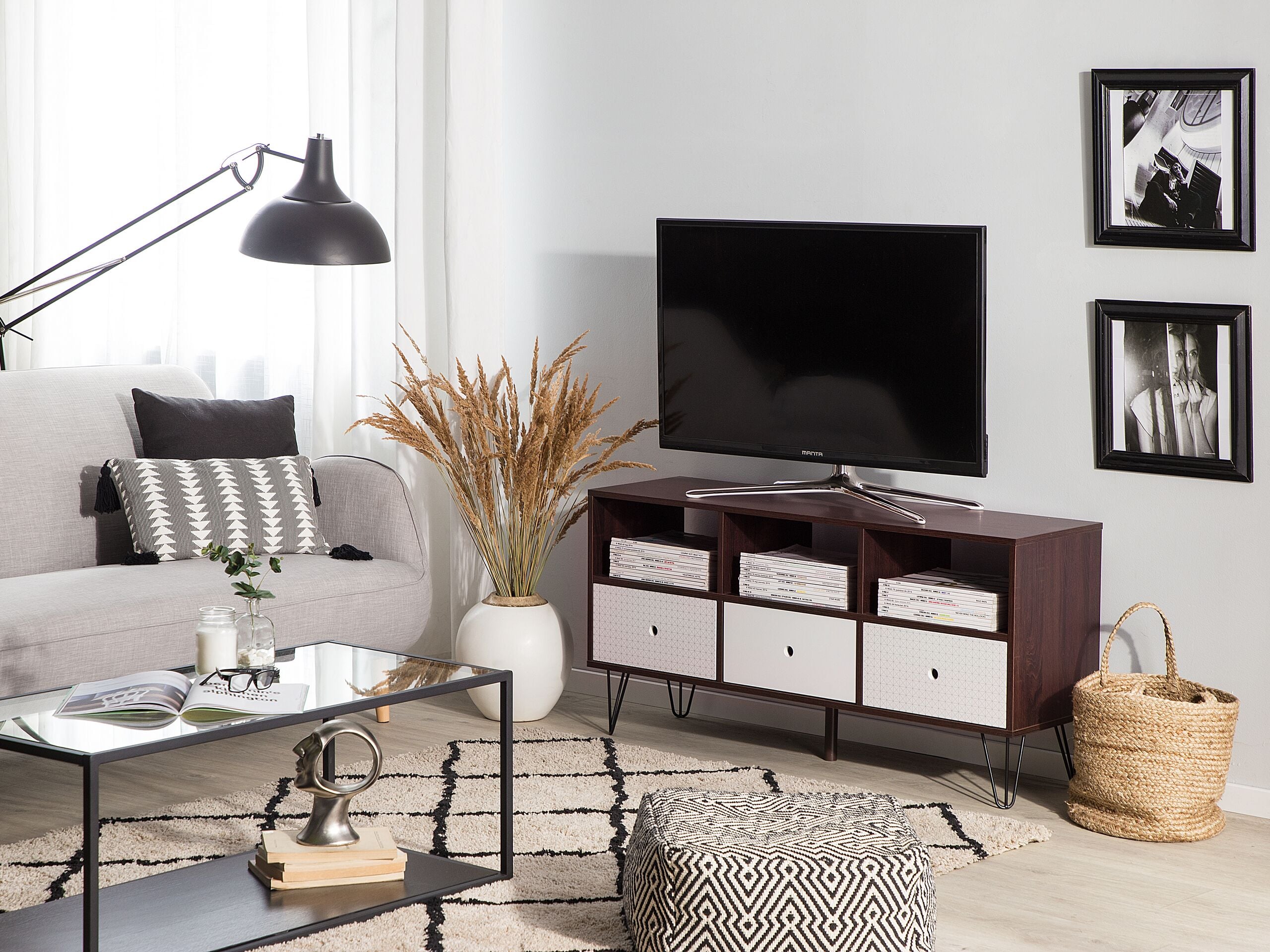 TV-bord FOSTON Brun/hvid