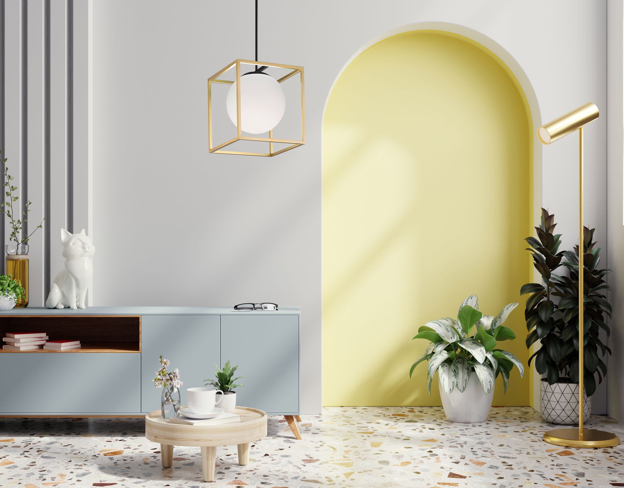 TOOLIGHT hængende loftlampe APP1165-1CP Guld/Hvid 13x13x13cm