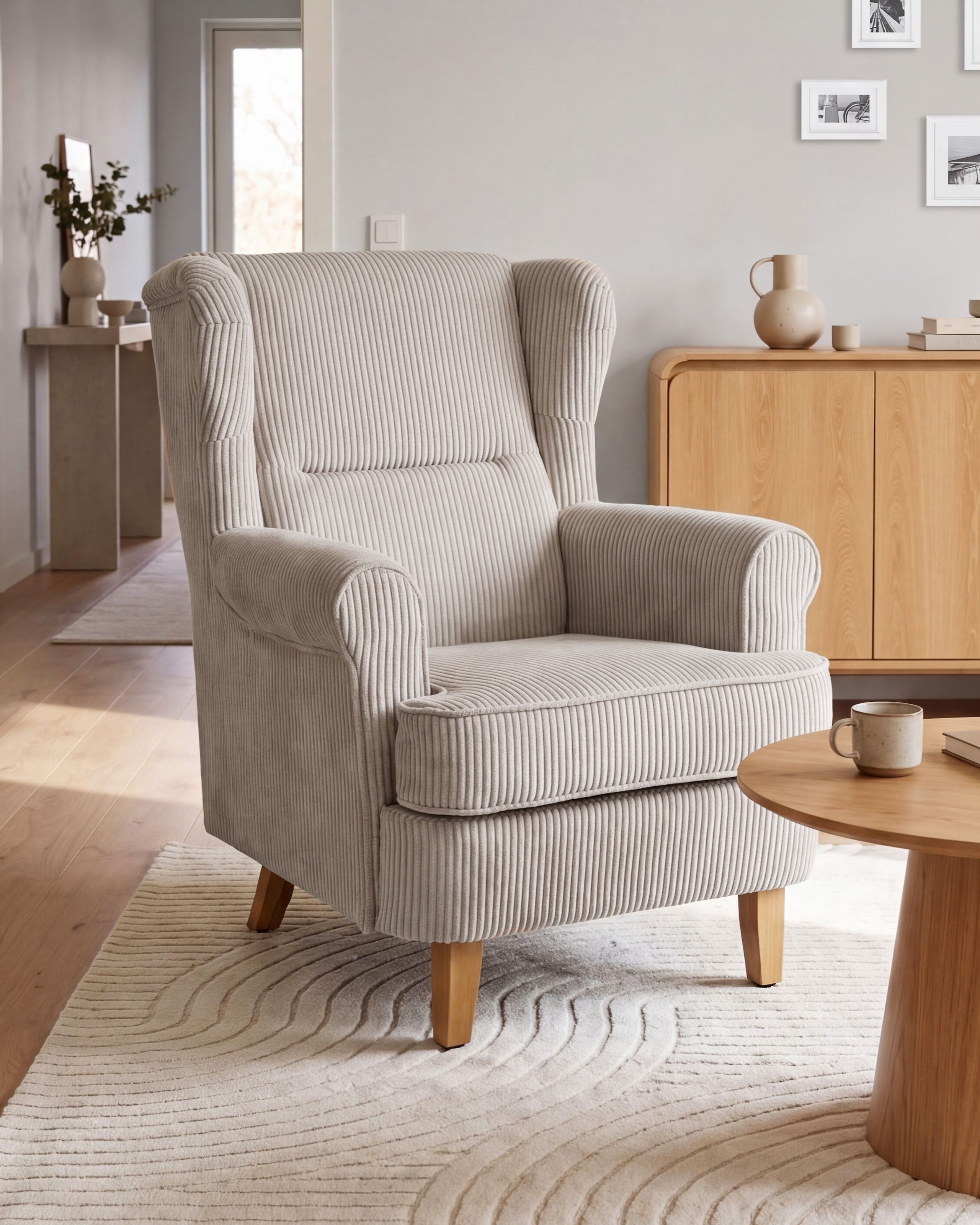 Øreklapstol ABSON Fløjl Beige