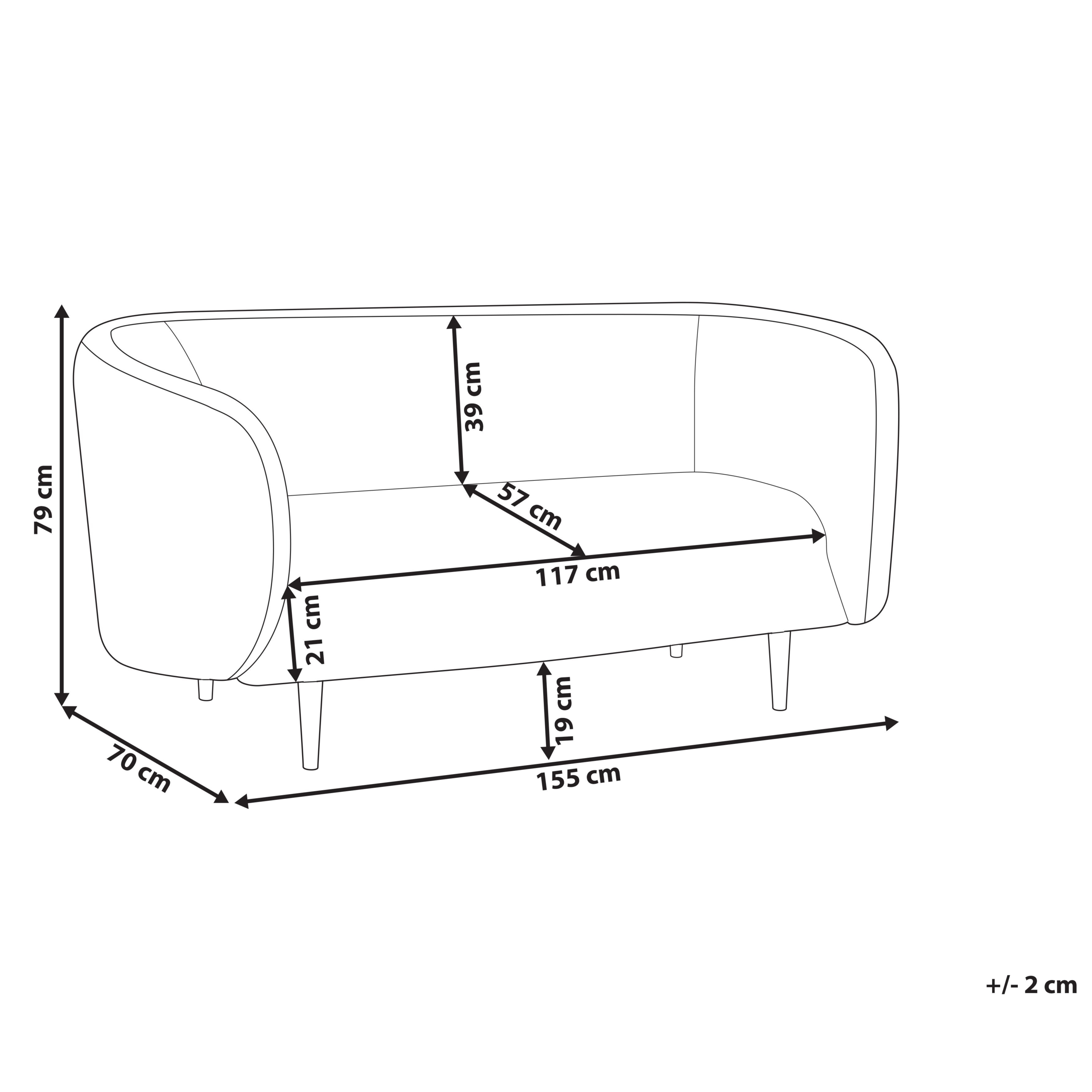Sofa 2 personers LOEN Boucle Hvid