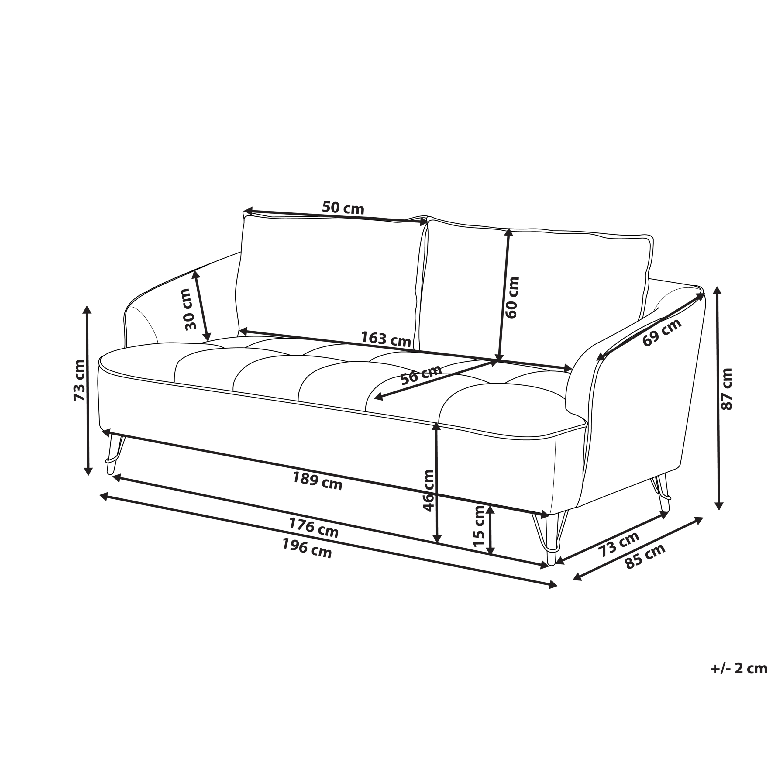 Sofa 3 personers HOBRO Bordeaux