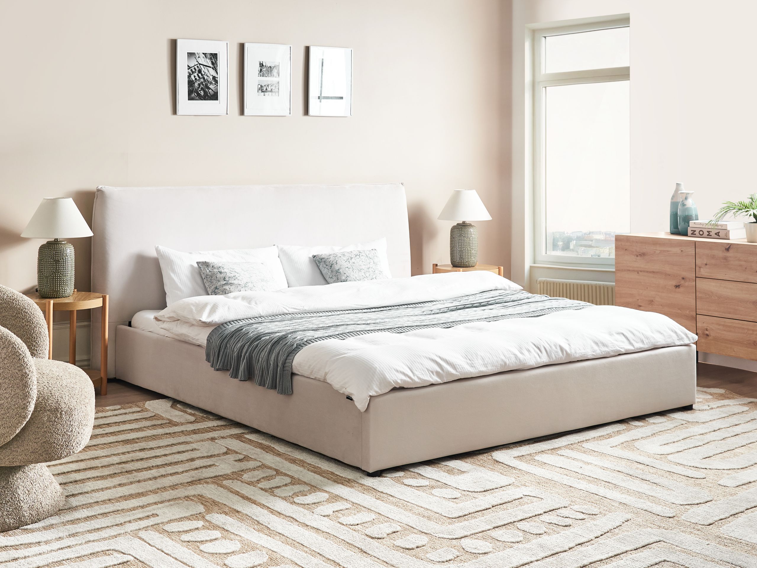 Seng Velour LAVAUR 180 x 200 cm Cremehvid