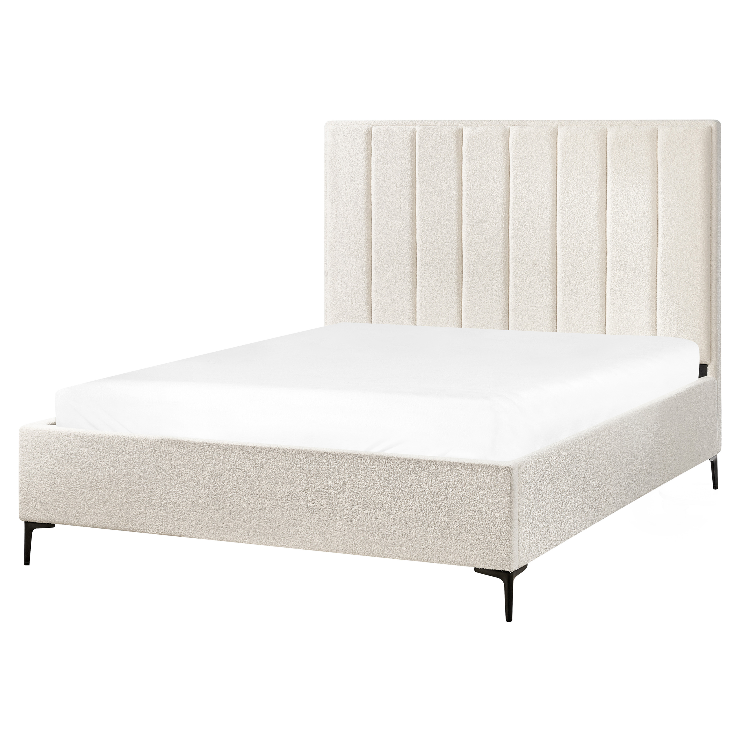 Seng med opbevaring SEZANNE Boucle Cremehvid 160 x 200 cm
