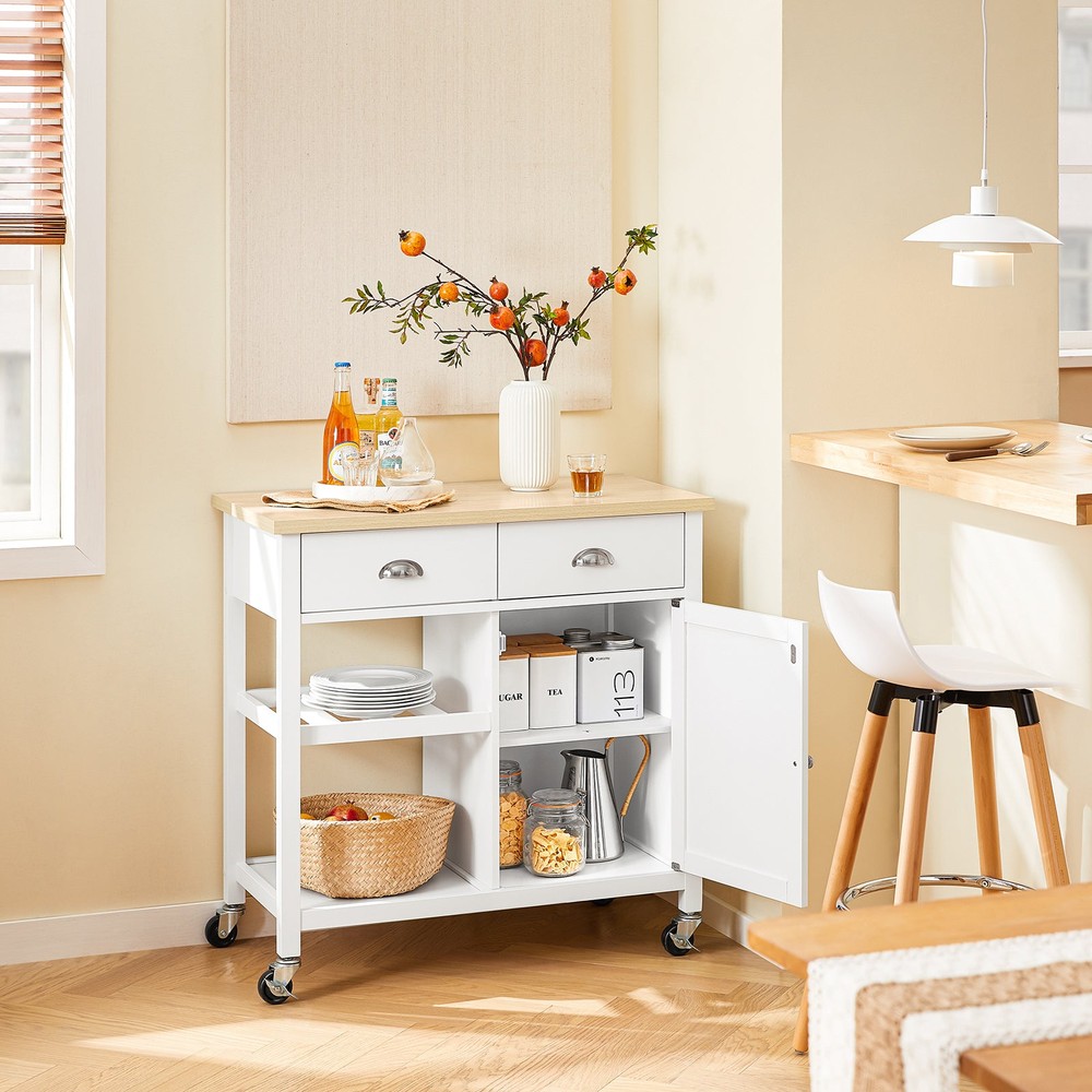 SoBuy Køkkenvogn Køkkenskab med hjul Hvid 87x48x89 cm FKW62-II-WN