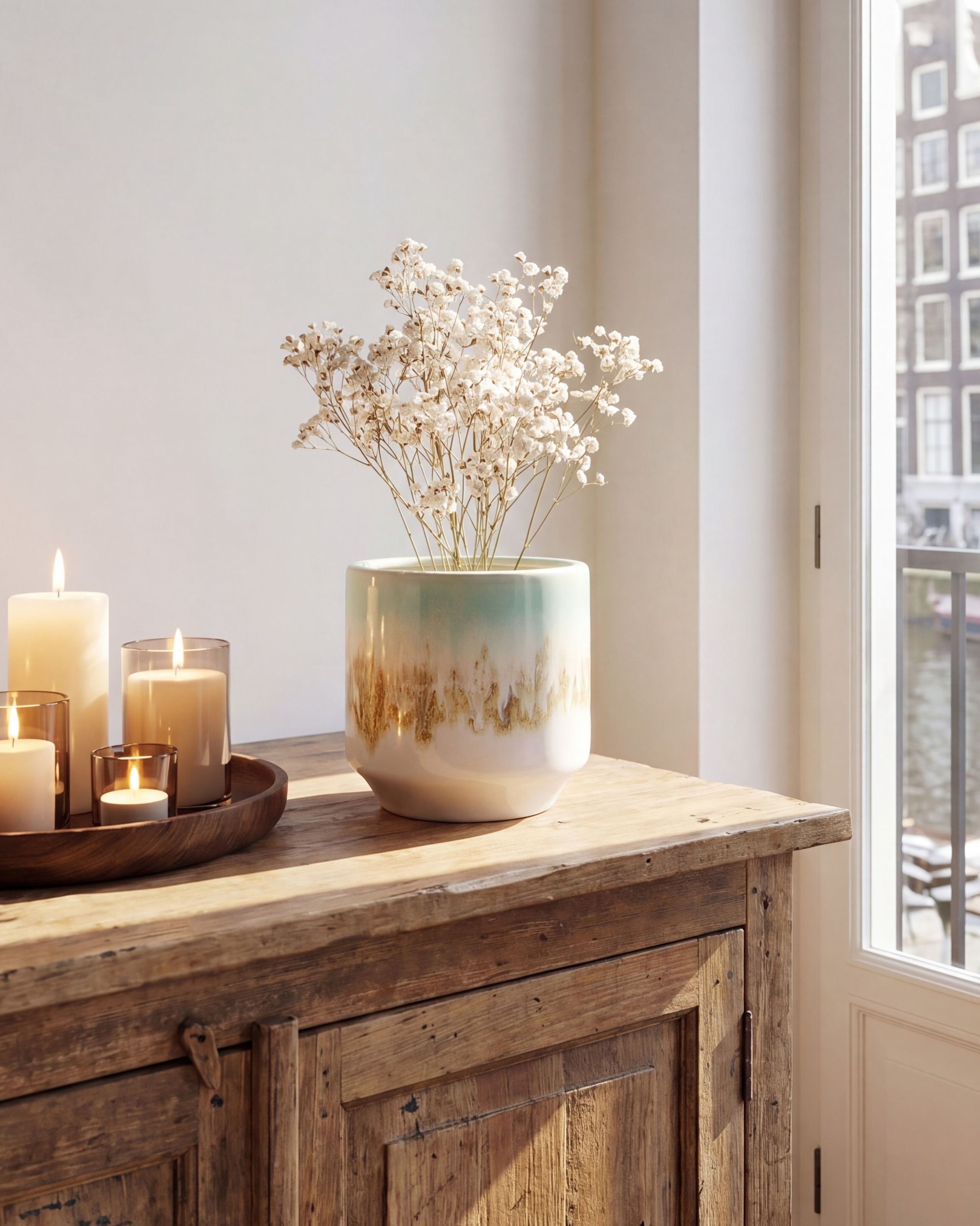 Blomstervase CYME 15 cm Stentøj Mintgrøn