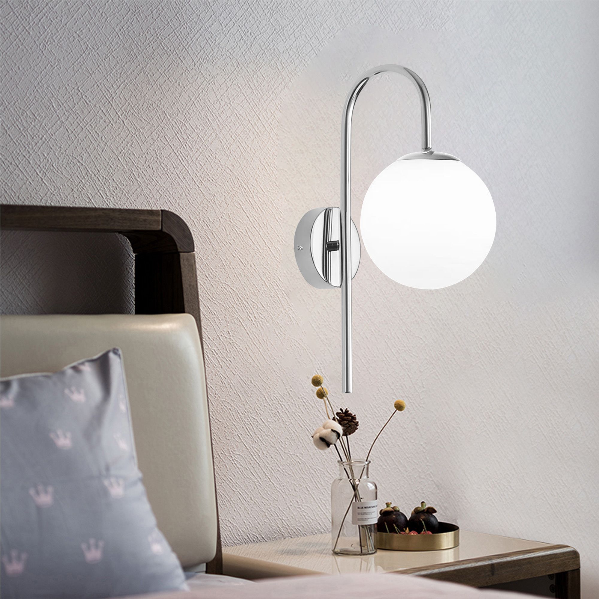 TOOLIGHT væglampe G092-1W Krom/Hvid 24,5x15x40cm