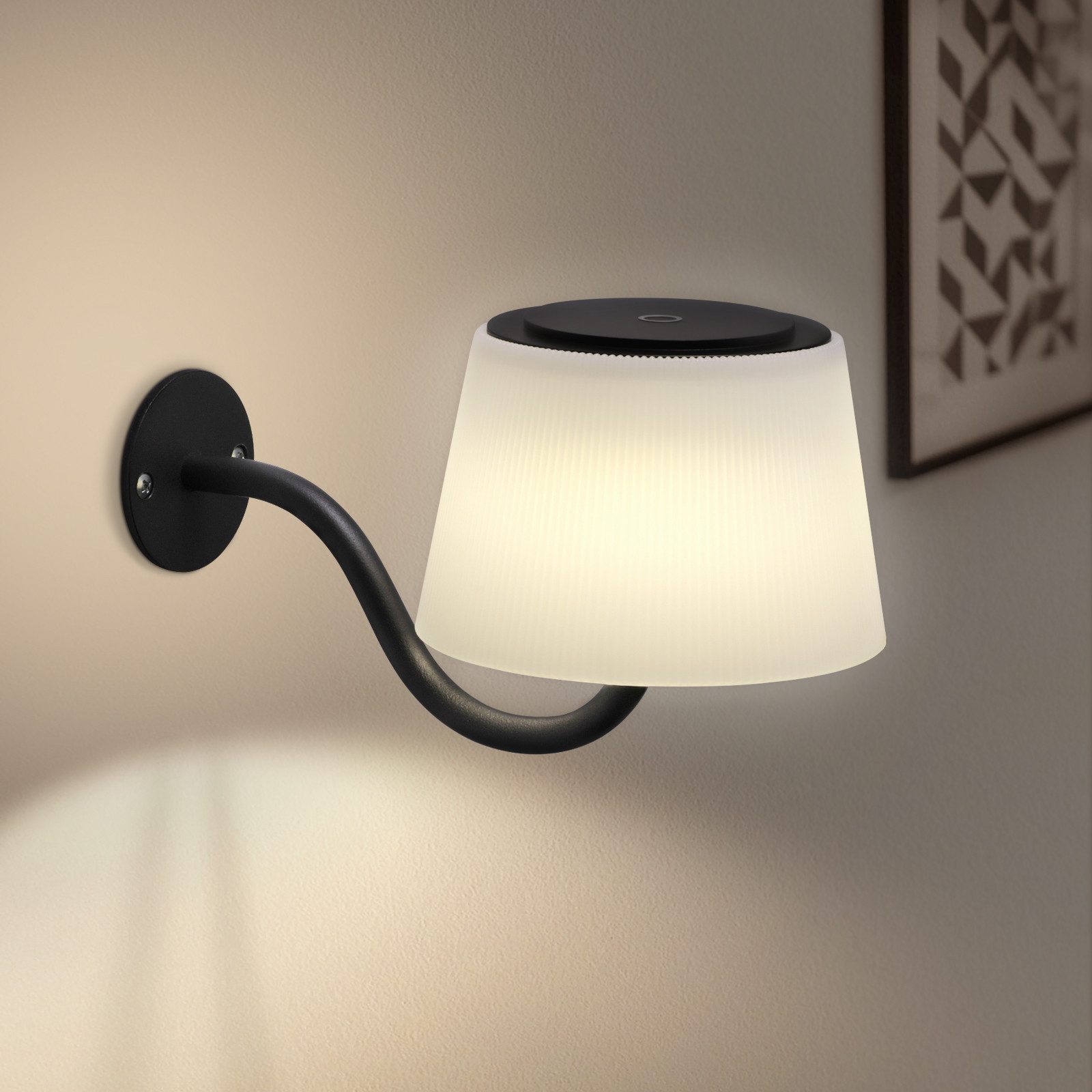 NETTLIFE Indendørs væglampe Batteridrevet: 2 dæmpbare LED-væglamper med afbryder, moderne sorte trådløse væglamper