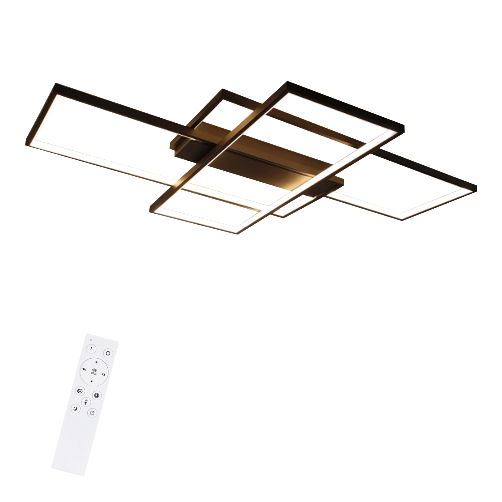 NETTLIFE Matsort LED loftlampe 3-delt, 100x70x8 cm, 88W, med fjernbetjening