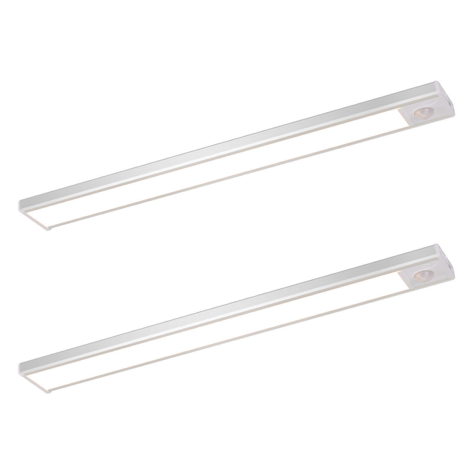 NETTLIFE 2 x LED-underskabslampe med bevægelsessensor, USB-genopladelig, 1500 mAh, ideel til garderobe, entré eller skab