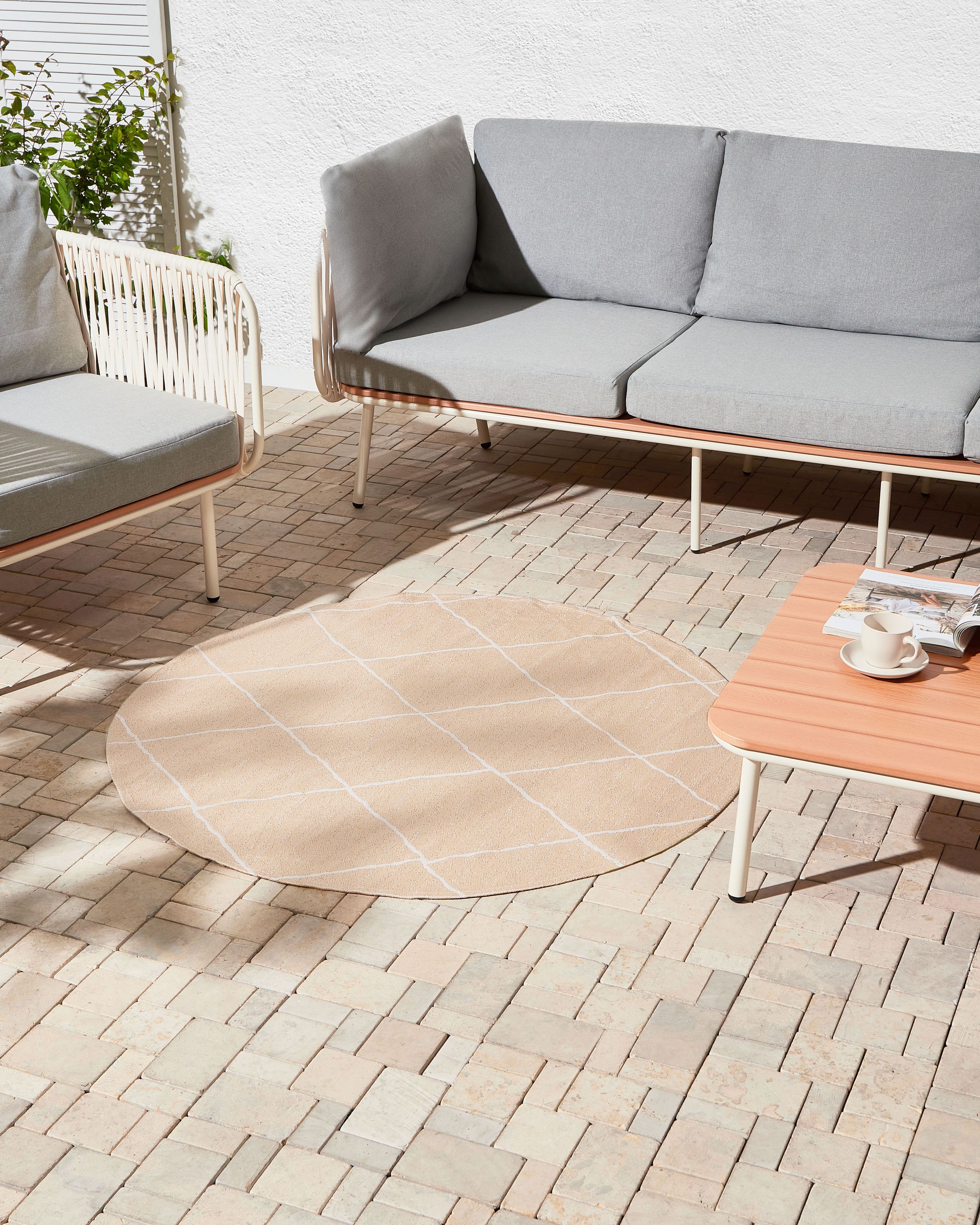 Udendørstæppe GWALIOR Beige ø 120 cm