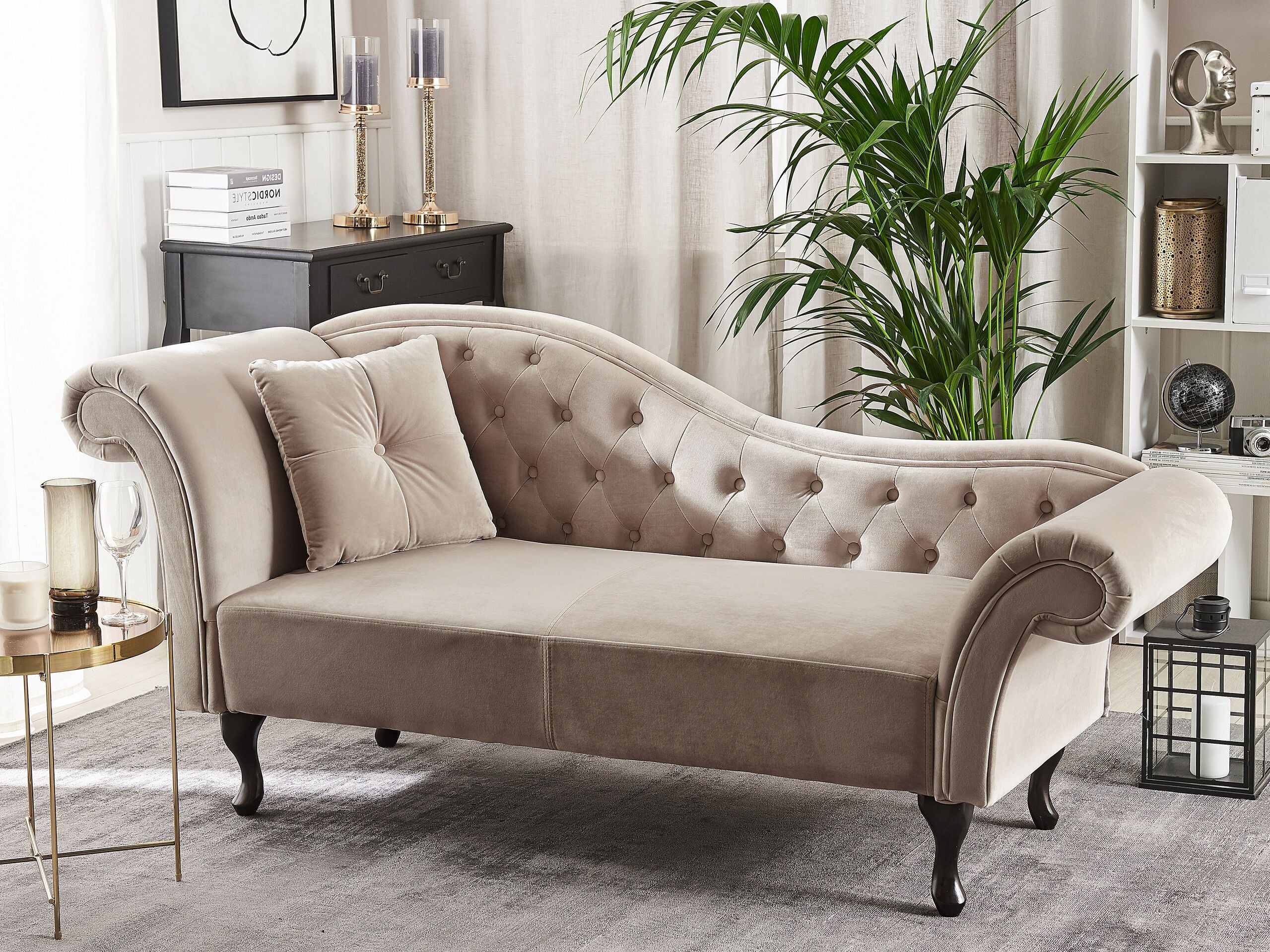 Venstrevendt chaiselong LATTES Velour Beige