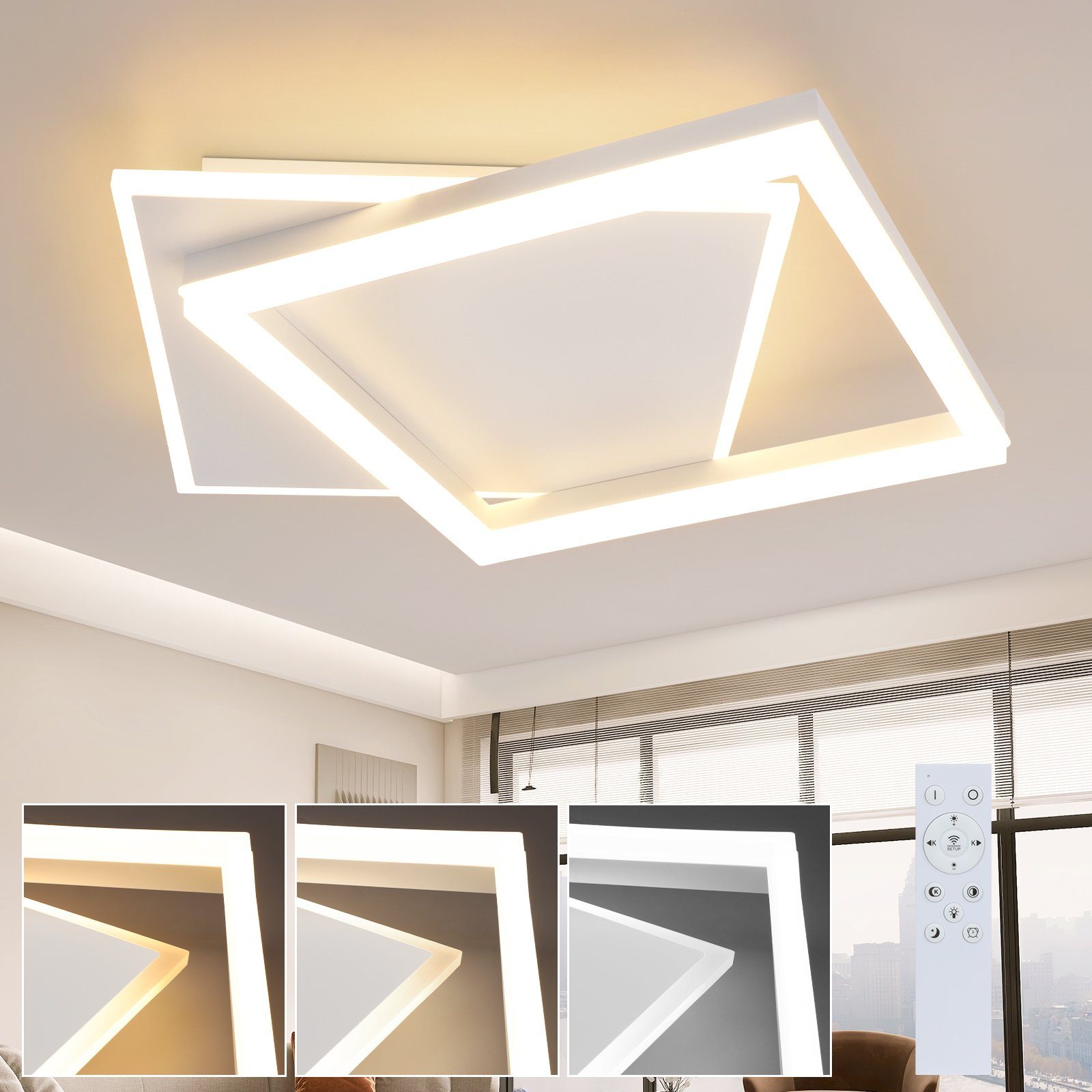 NETTLIFE LED - loftlampe til stue, soveværelse, dæmpbar, med fjernbetjening, 42 W