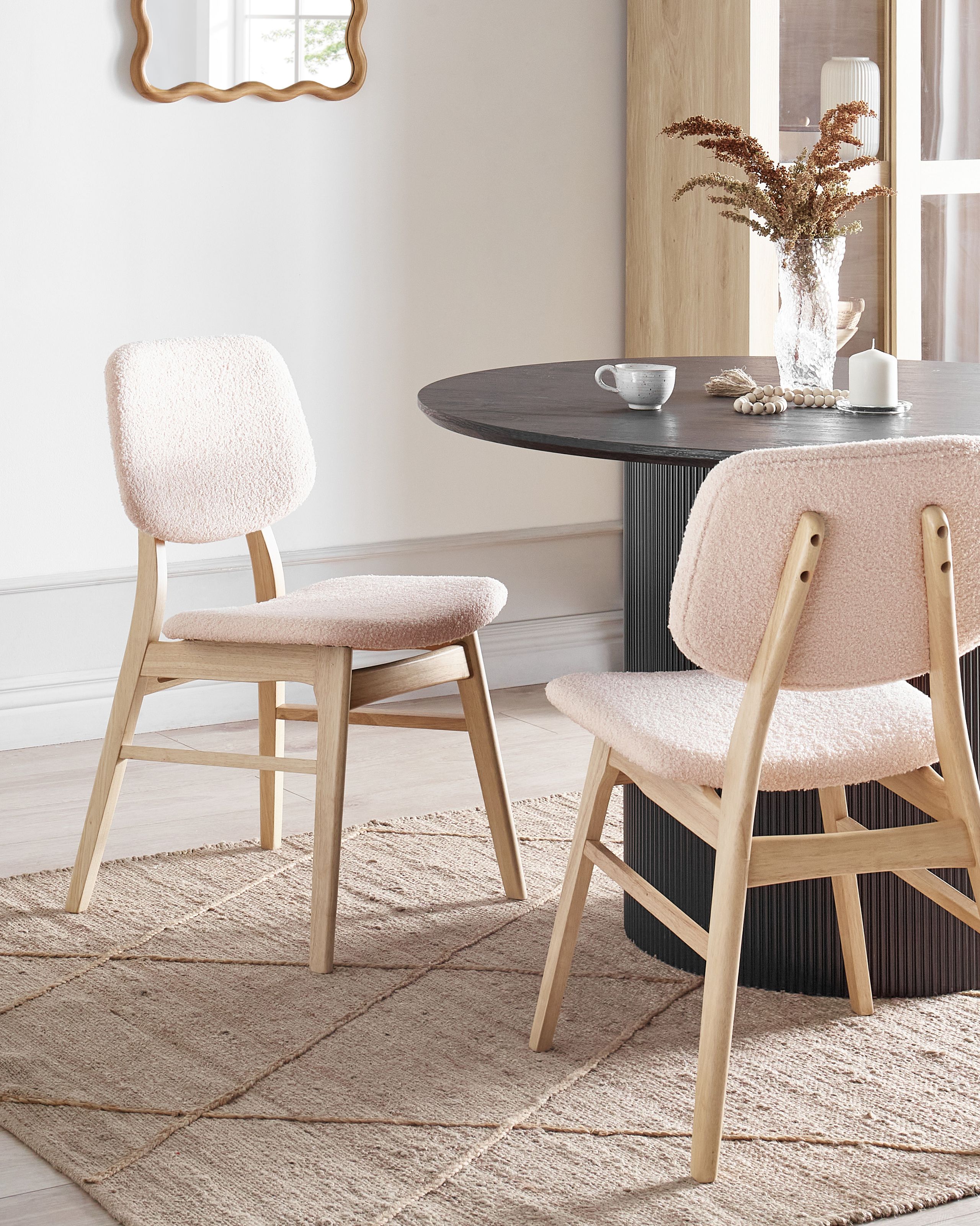 Sæt med 2 spisebordsstole ELAINE Boucle Lysebrun/beige