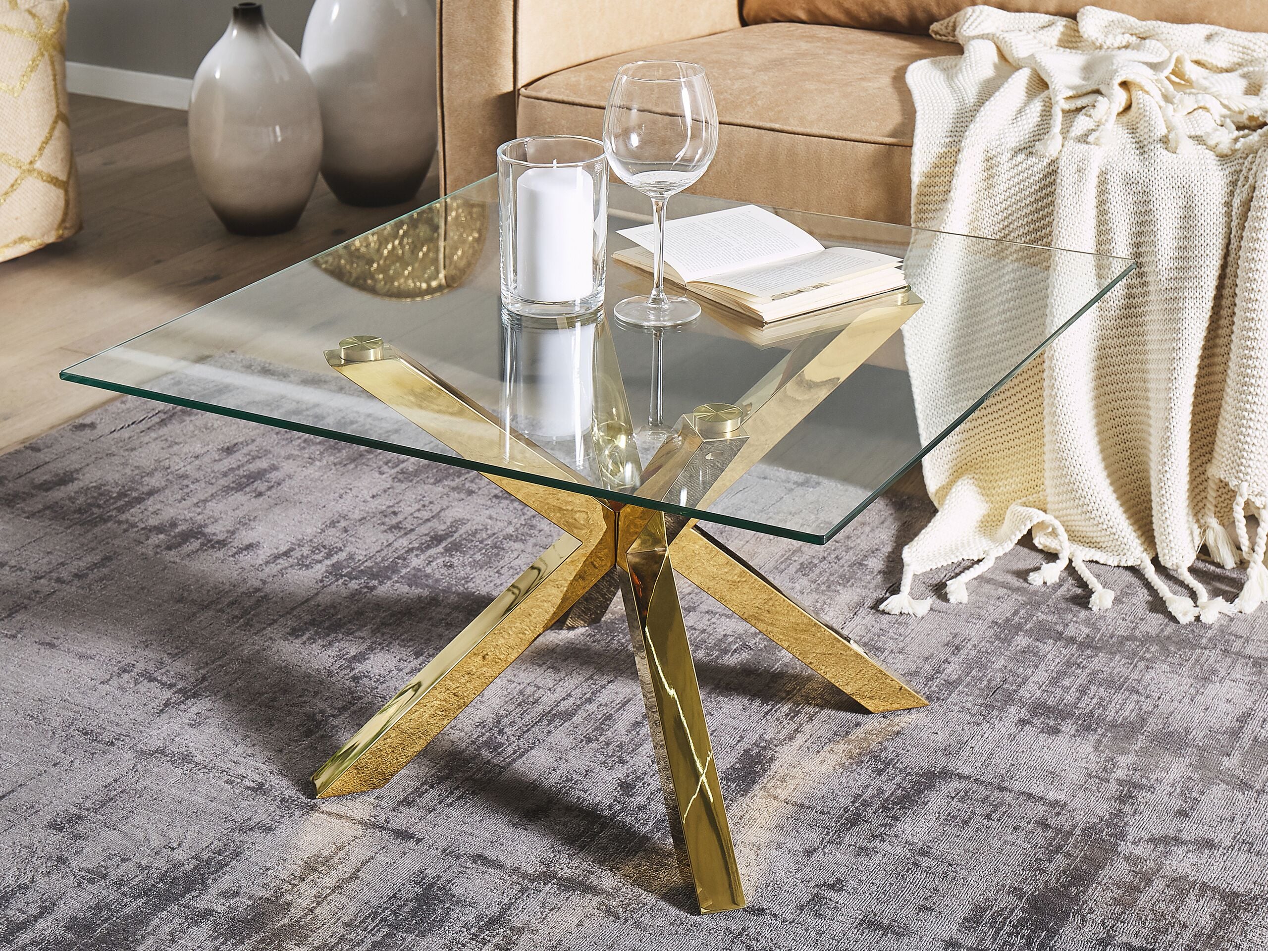 Sofabord STARLIGHT Hærdet glas Guld