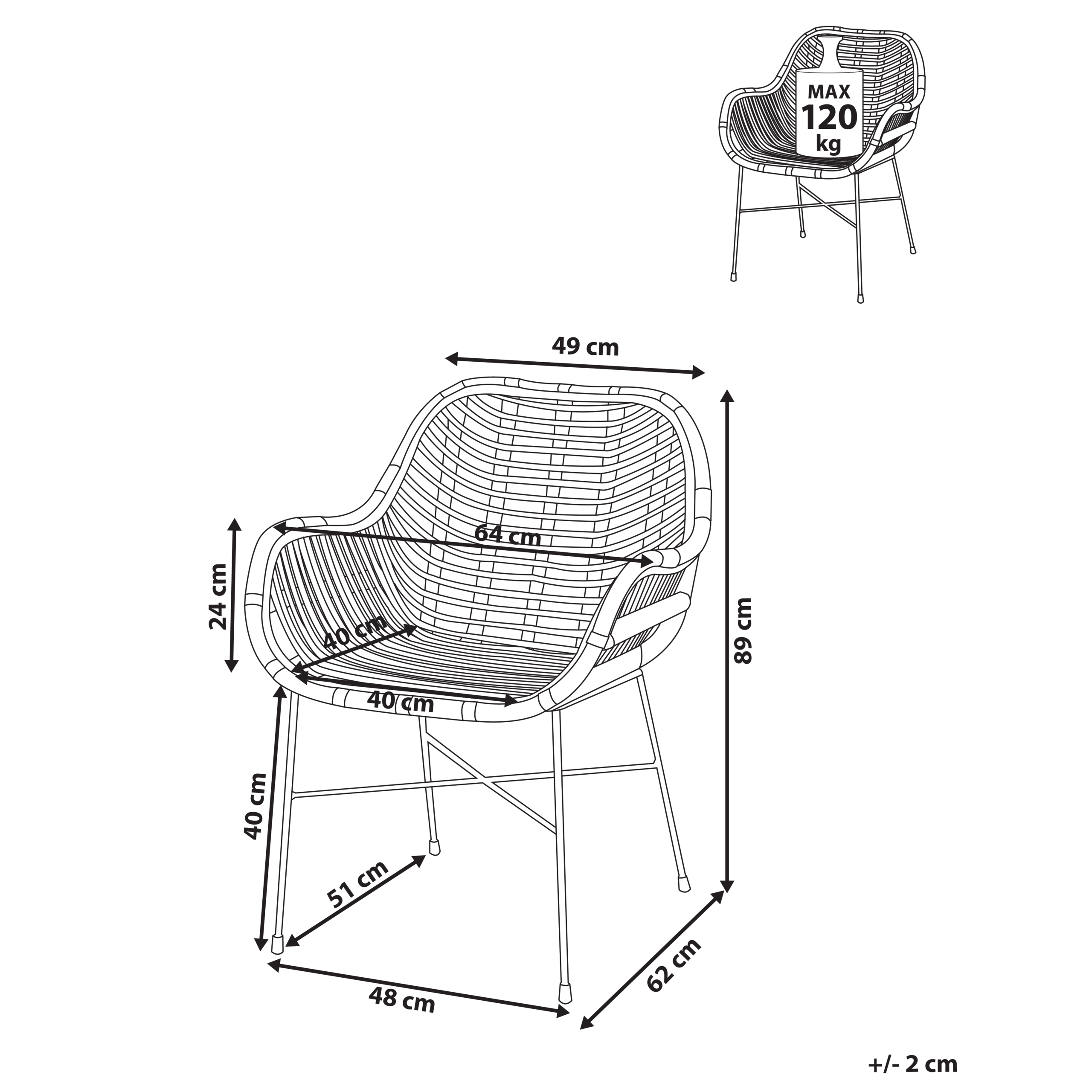 Spisebordsstol CANORA Rattan Sort