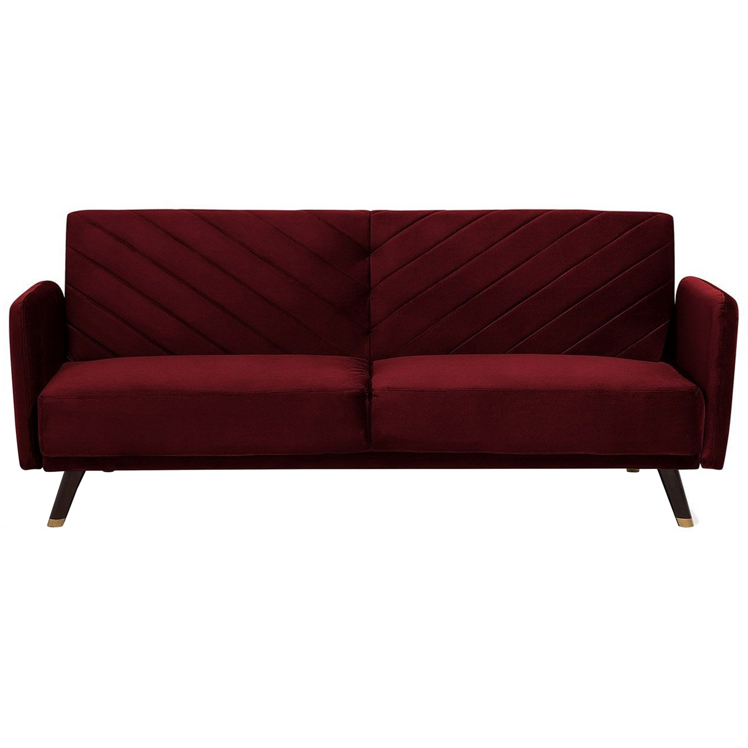 Sovesofa 3 personers SENJA Velour Mørkerød