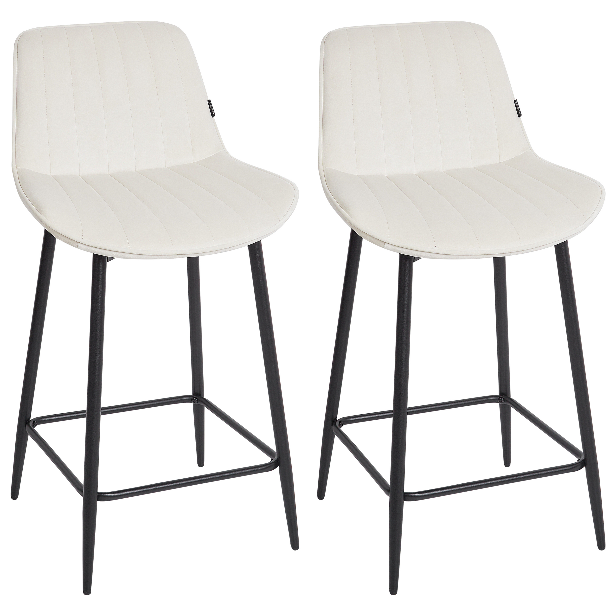 Sæt med 2 barstole DUBROVNIK Velour Lys Beige