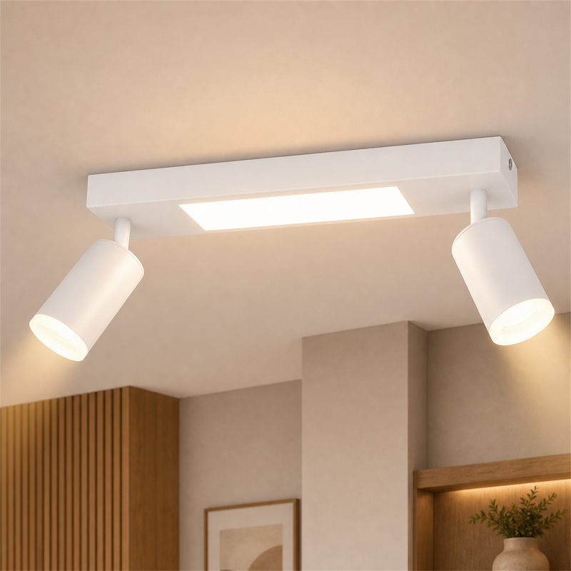 NETTLIFE loftspotlight 2 GU10 pærer til soveværelse 3000k 20W sort varm hvid justerbar metal